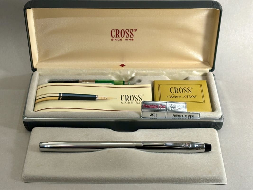 NOS Cross Century Fountain Pen (1980S) - Chromed Lined, C/C, M Nib (Bfp488)