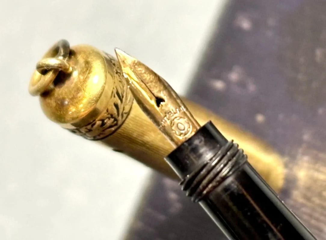 Montblanc Safety Pen Ring-Top Size 0 Nib Gold Overlay (Bfp553)