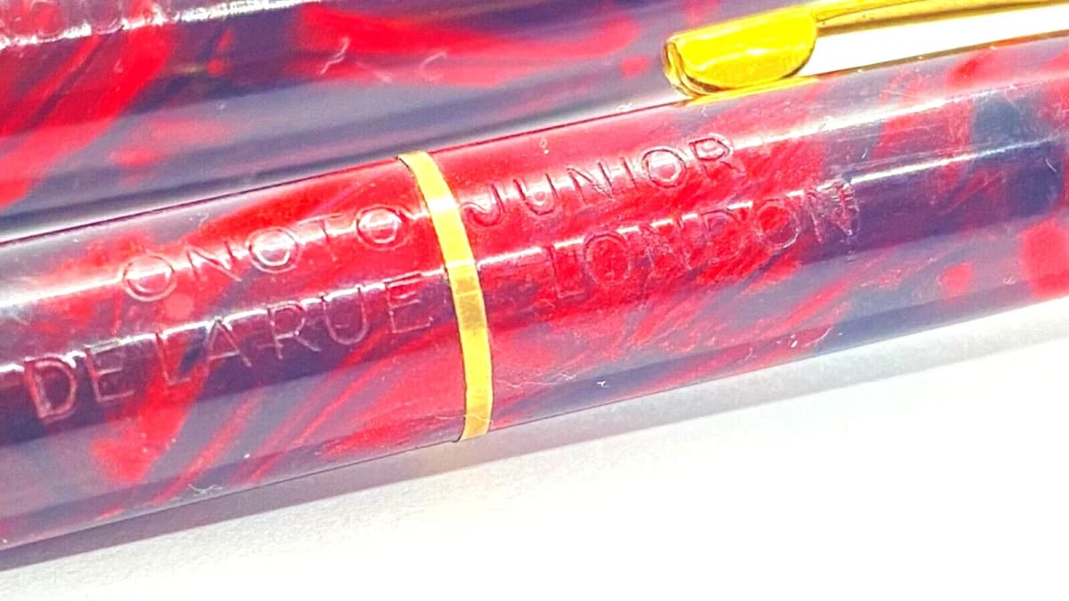 Vintage Onoto Junior Fountain Pen And Pencil Set In Bright Red 14K Medium NIB