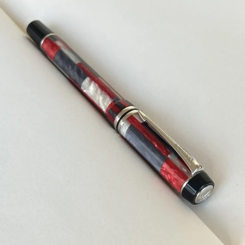 Preowned Parker Duofold MK II Mosaic Red International Fountain Pen