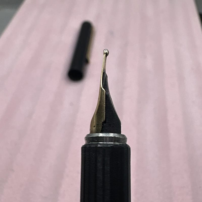 Vintage Aurora Hastil Fountain Pen Broad 14K Nib Matte Black Boxed