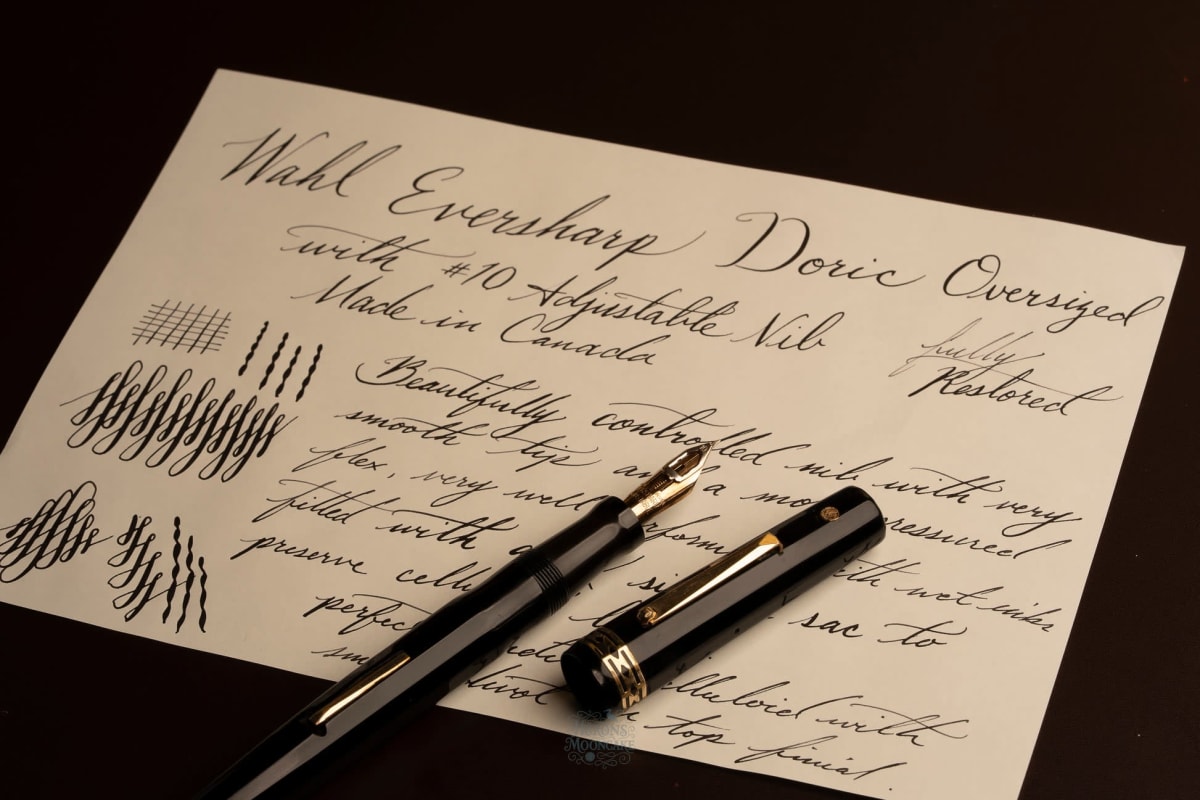 Wahl Eversharp Doric Oversized, Black Celluloid GPT, #10 Adjustable 14k Gold Nib