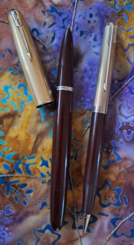 Parker 51 Cordovan Brown Vacumatic Fountain Pen and Pencil set