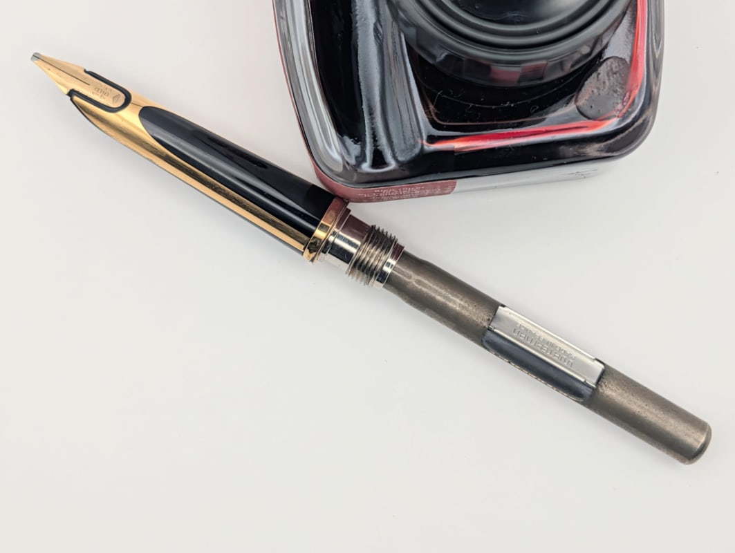 Waterman C/F Gold-Filled Barleycorn Fountain Pen  – Rare Original Converter Included