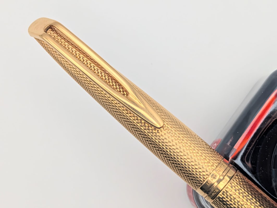 Waterman C/F Gold-Filled Barleycorn Fountain Pen  – Rare Original Converter Included