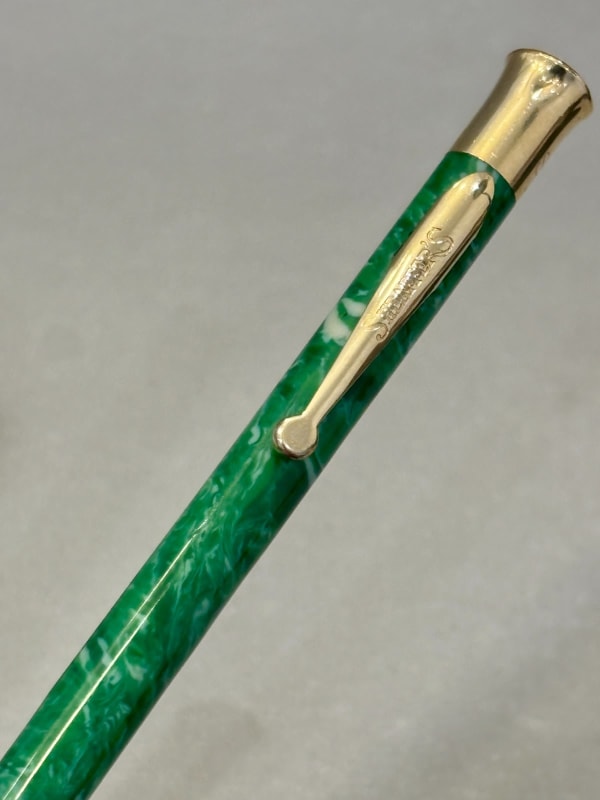 Sheaffer Flat Top Lifetime Junior Jade W/Gt + Pencil Set - Restored (Bfp711)