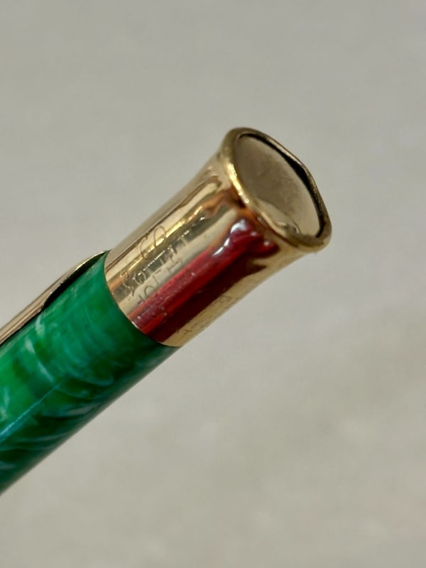 Sheaffer Flat Top Lifetime Junior Jade W/Gt + Pencil Set - Restored (Bfp711)