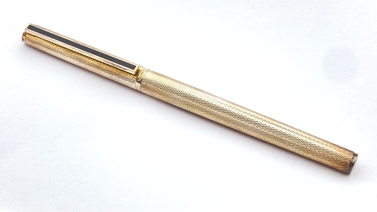 Dunhill Slimline Fountain Pen Silver Plated 14K Gold Medium NIB Made In Germany