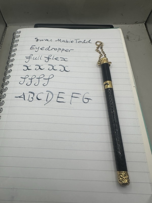 Rare Vintage Swan Mabie Todd Chatelaine Fountain Pen Full Flex M Gold Nib