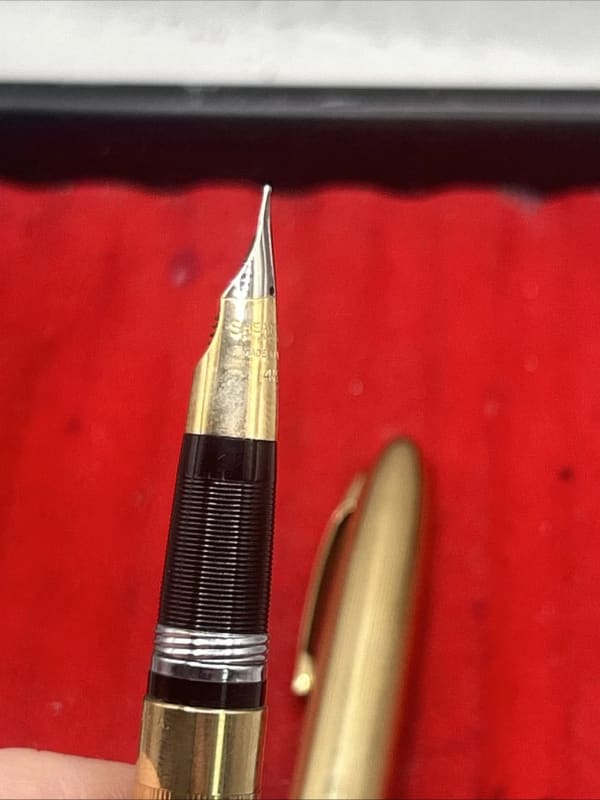 Sheaffer Triumph Snorkel Gold Plated Fountain Pen 14K Medium Nib Made In USA