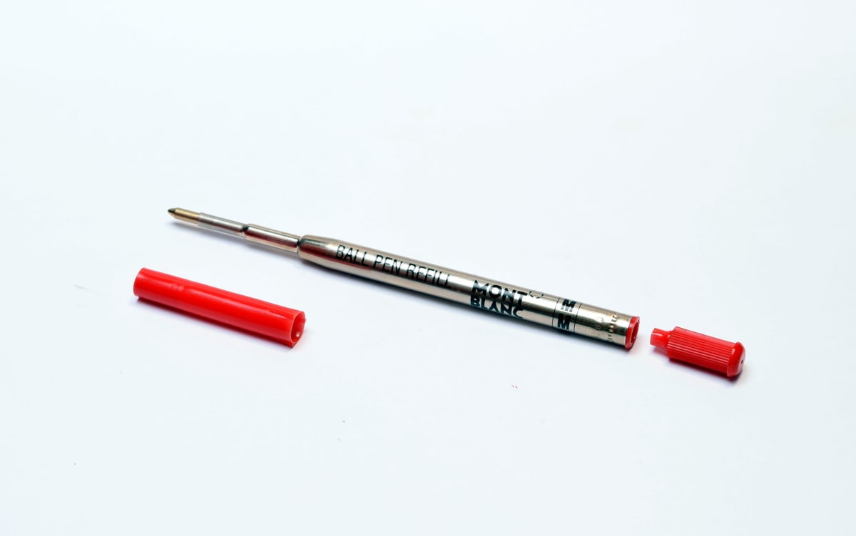 Rare 1990s Discontinued Univerzal "The Problem Solver" Montblanc Ballpoint Pen Giant Refill - ISO 12757 with Adapter, Art. No. 16210 RED