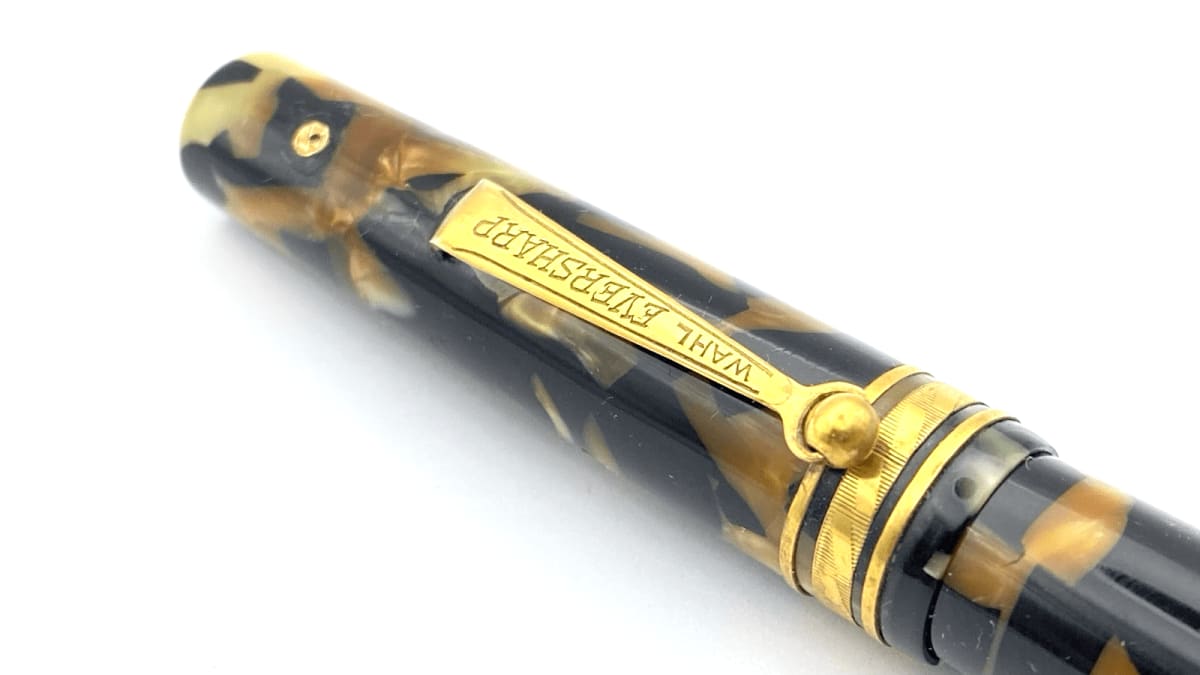 Vintage Oversize Eversharp Equipoised Fountain Pen Black And Pearl 14K Fine NIB