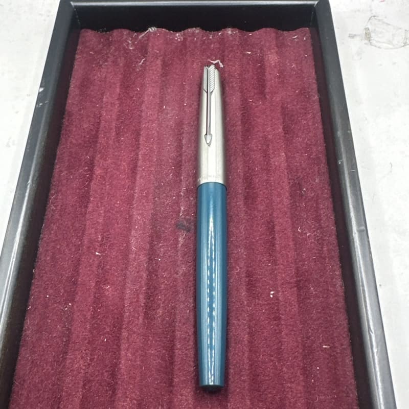 Vintage Parker 51 Mkiii Fountain Pen England Teal Lustralloy Cap Aerometric F