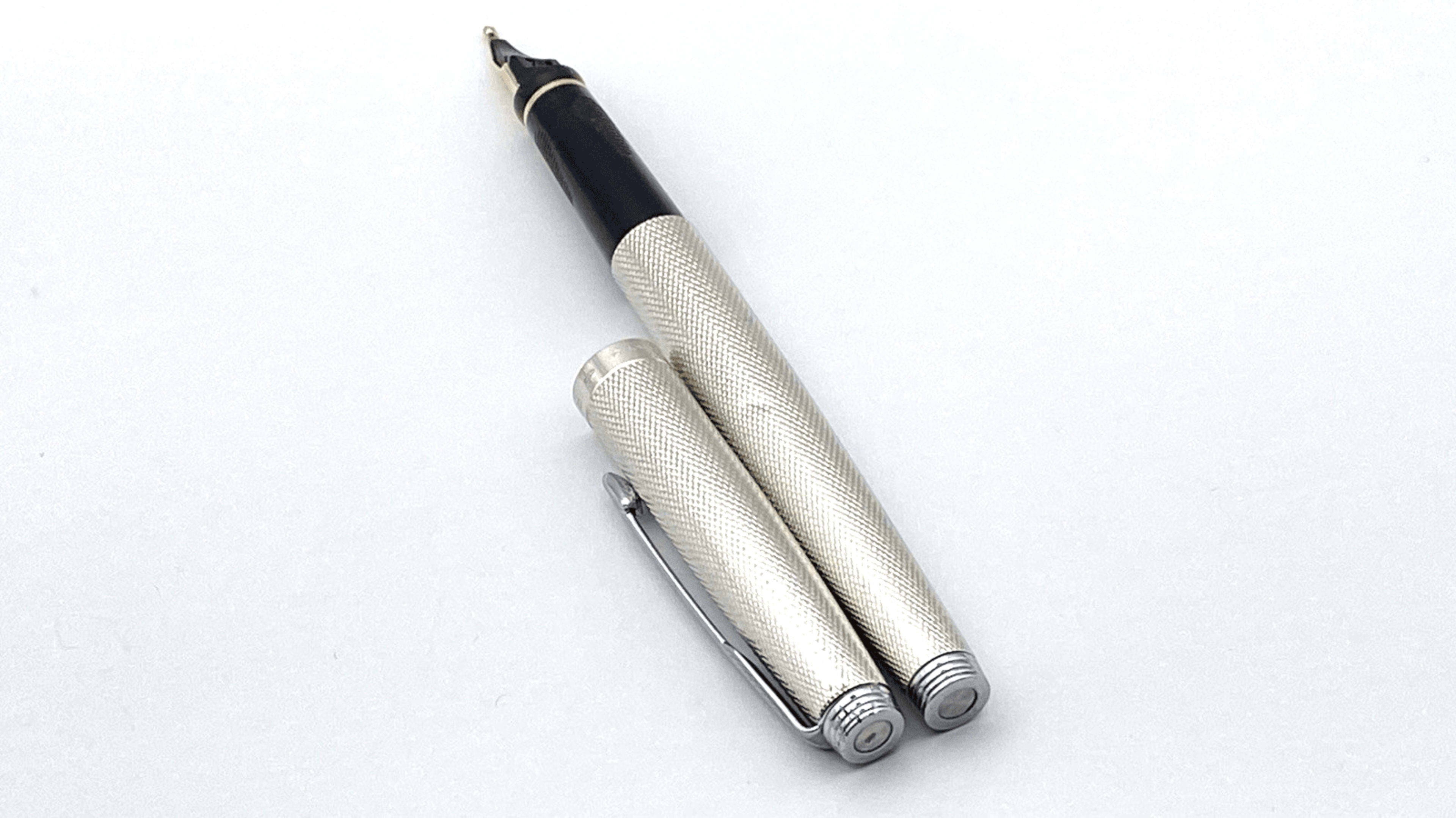 Vintage Parker 75 Fountain Pen In Silver Plated 14K Gold Double Broad NIB France