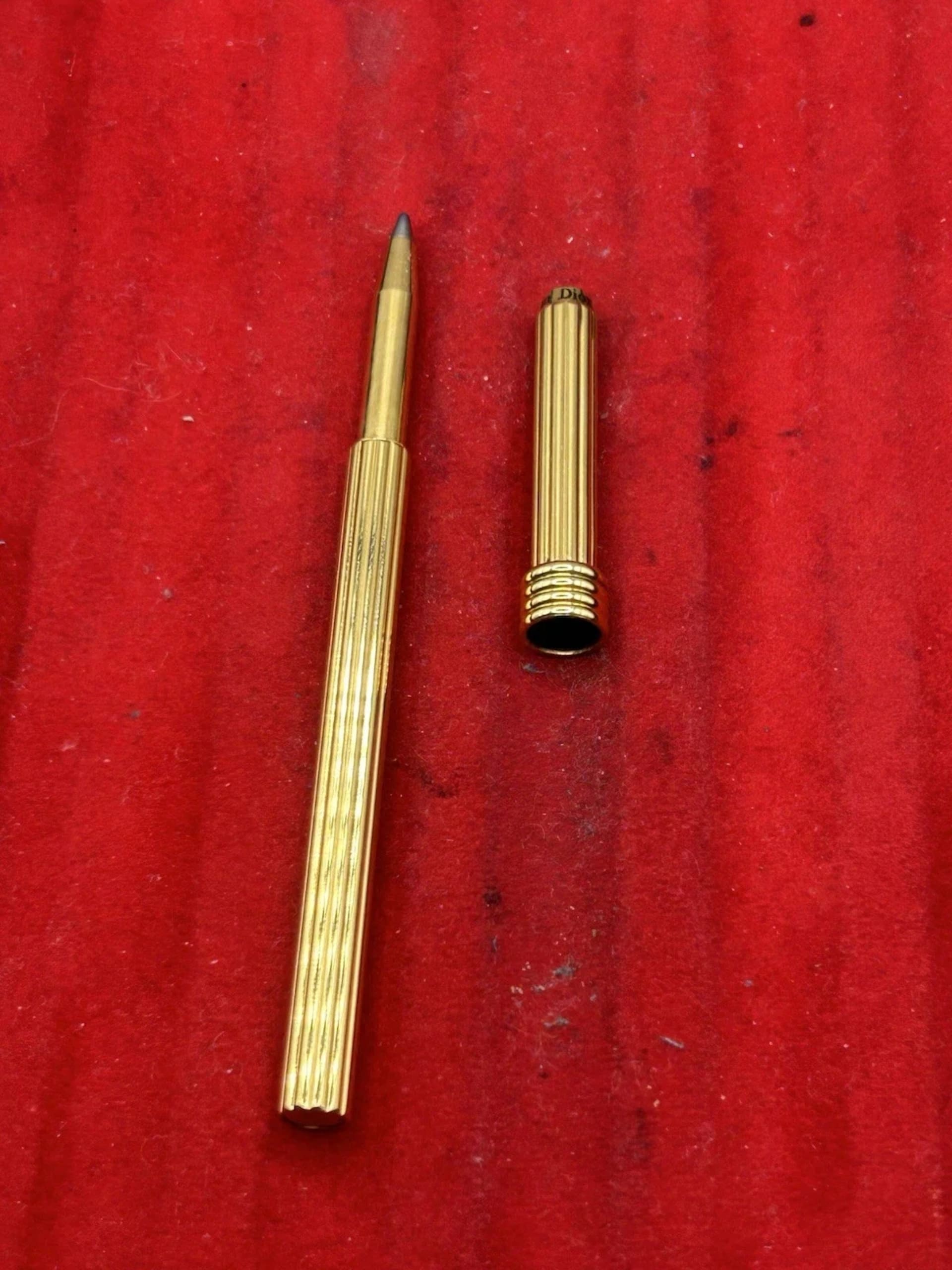 Vintage Christian Dior Sterling Silver Vermeil Mini Ballpoint Pen