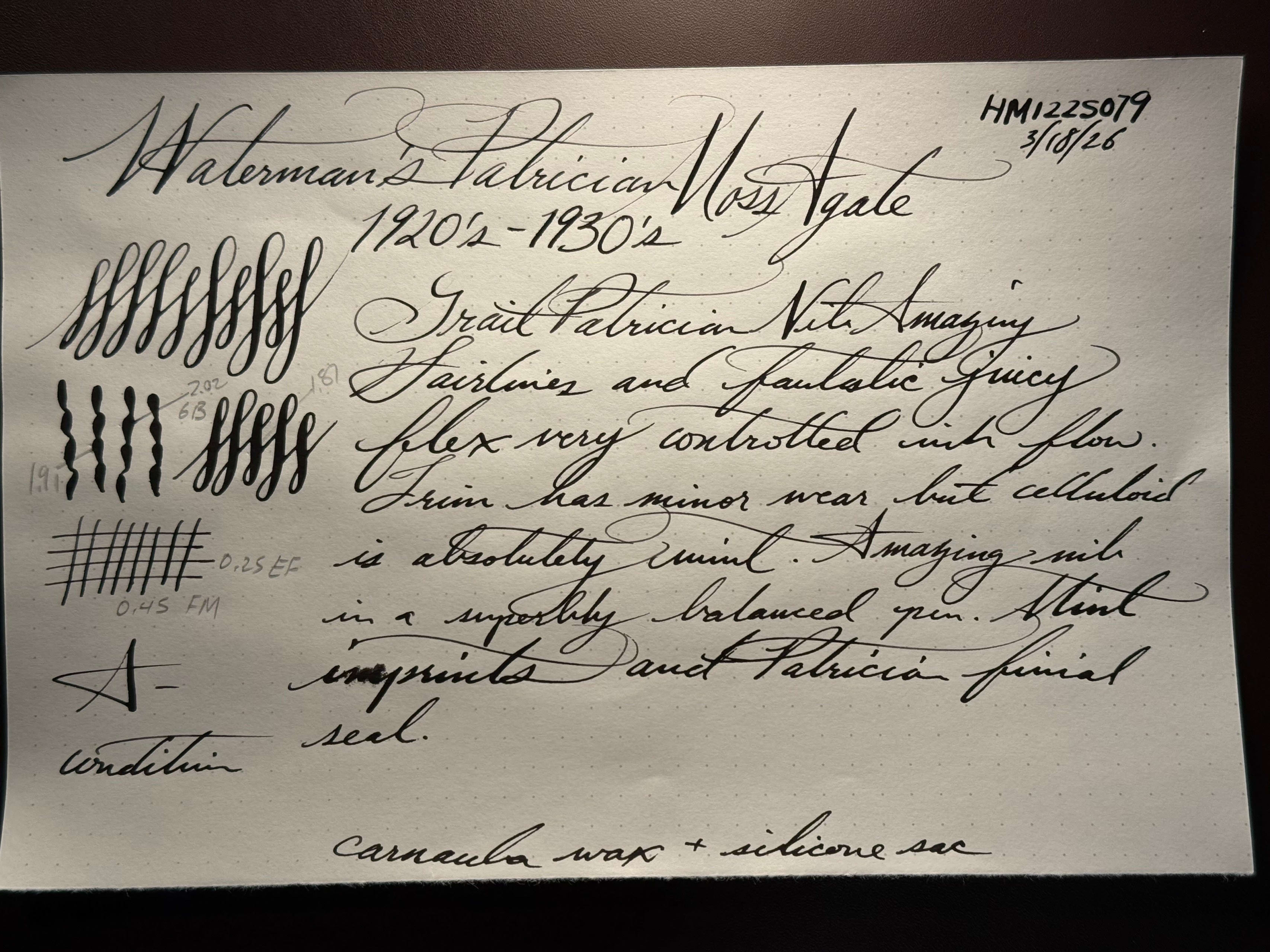 Waterman's Patrician, Moss Agate Celluloid GPT, #8 14k Patrician Nib