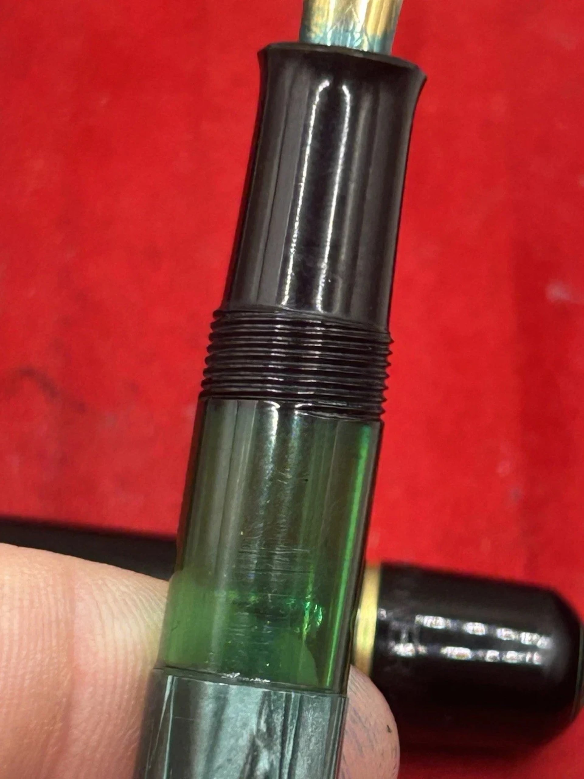 Vintage Pelikan 100N Fountain Pen In Green Marble Semi Flexible NIB 14Ct