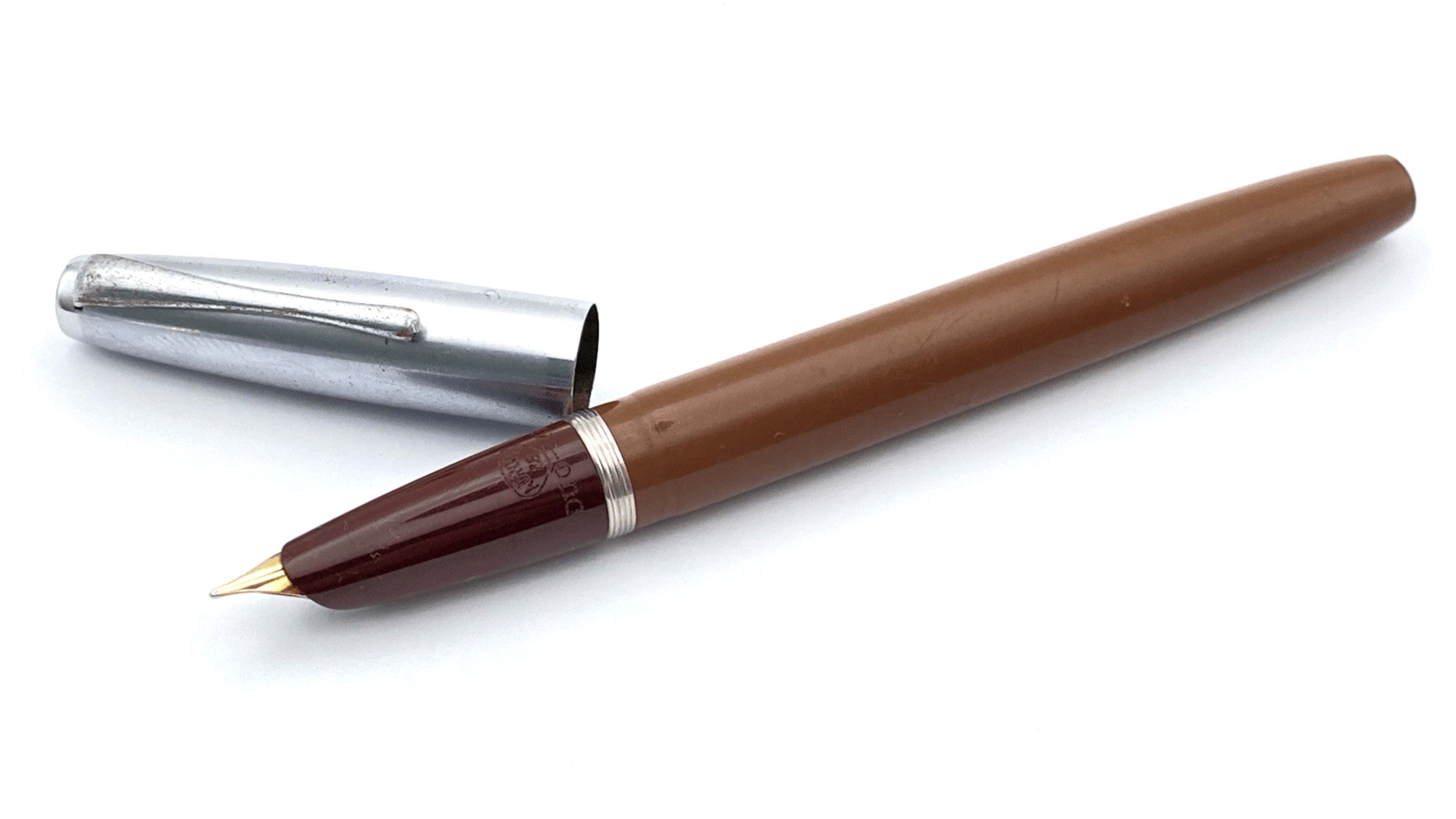 Vintage Aurora 88 Duo Cart Fountain Pen In Cocoa 14K Gold Medium NIB Italy