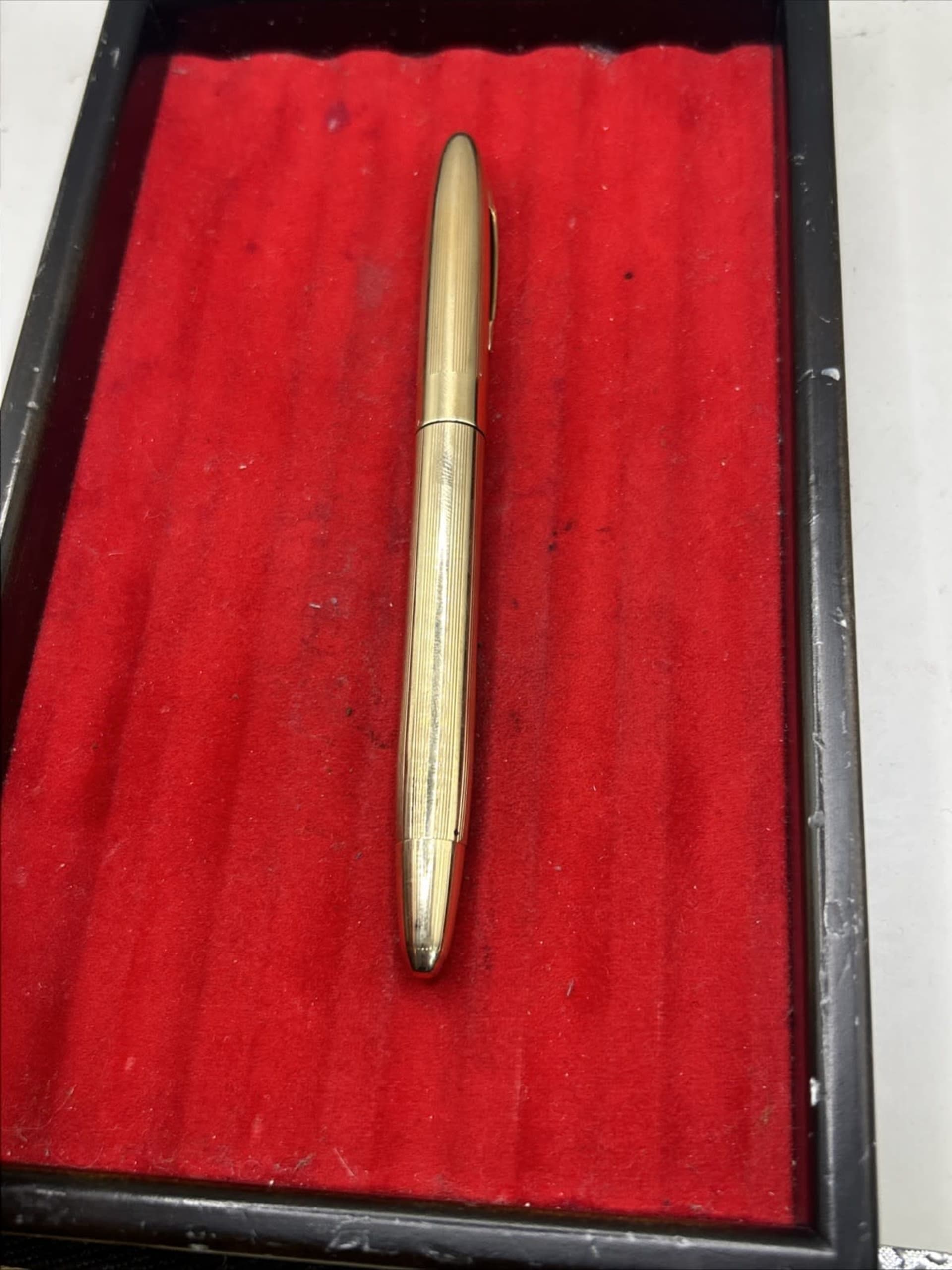 Sheaffer Triumph Snorkel Gold Plated Fountain Pen 14K Fine Nib USA Engraved