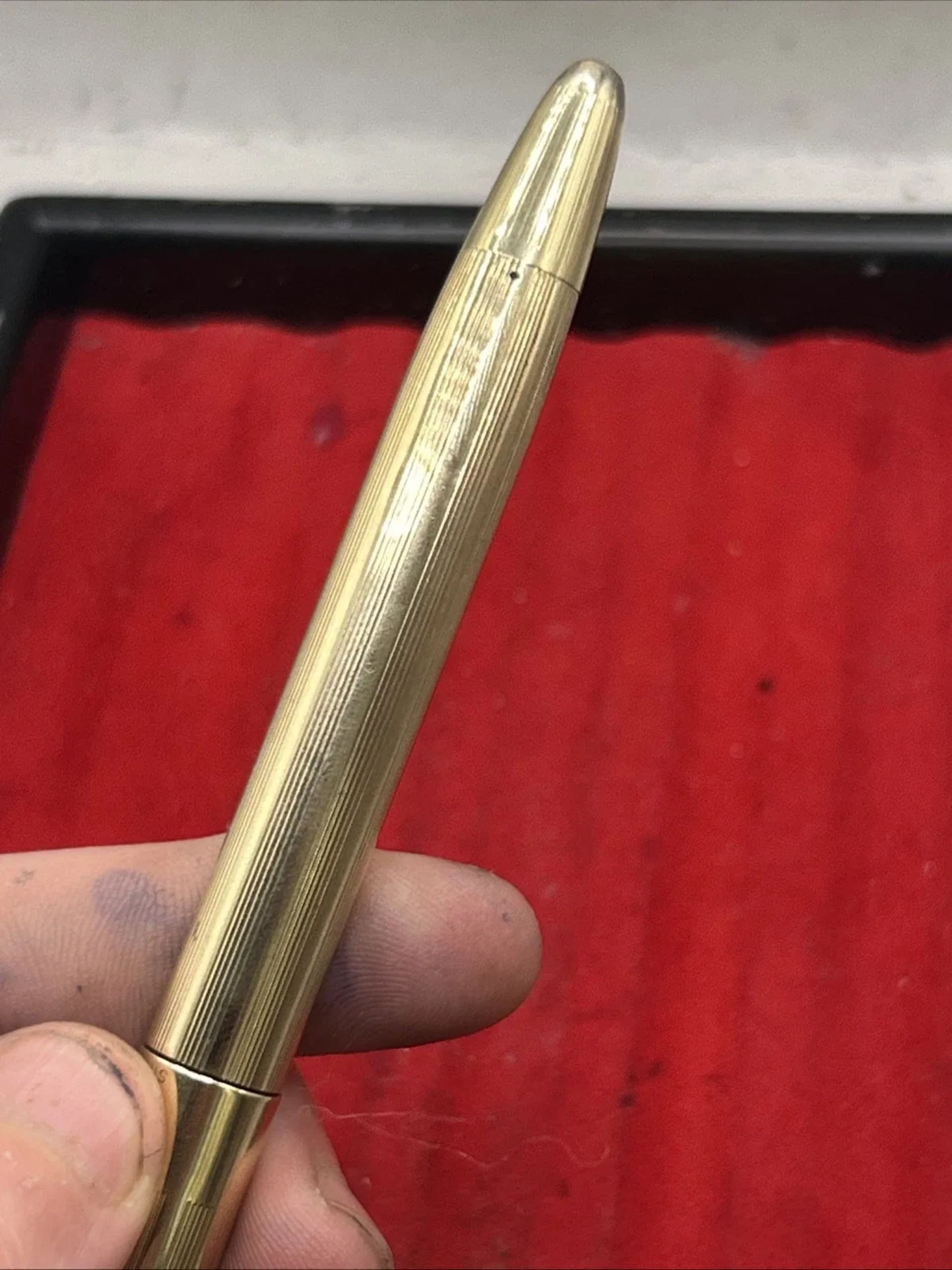 Sheaffer Triumph Snorkel Gold Plated Fountain Pen 14K Fine Nib USA Engraved
