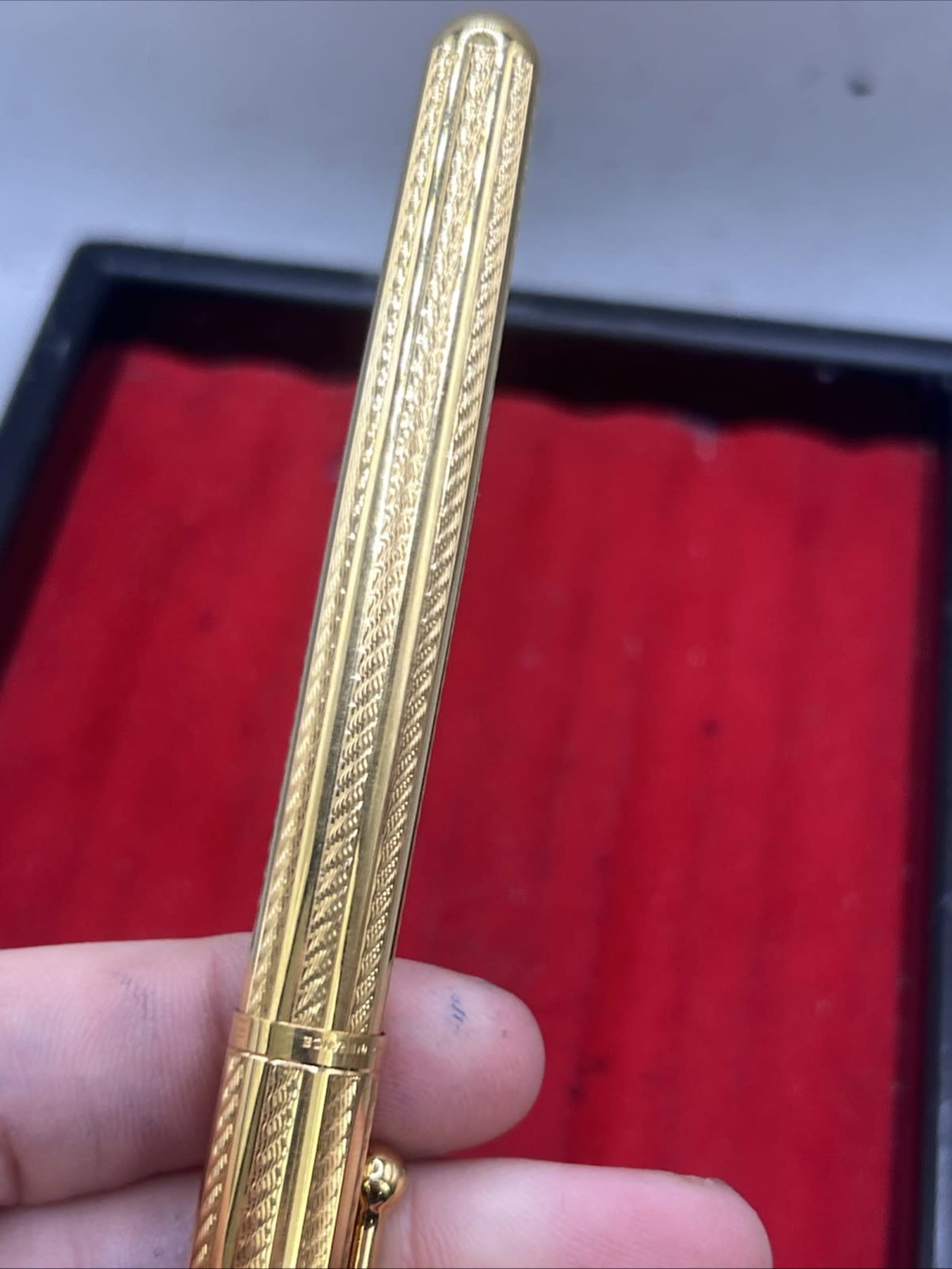 Vintage Waterman Goutte Gold Plated Fountain Pen 18K Gold NIB Broad