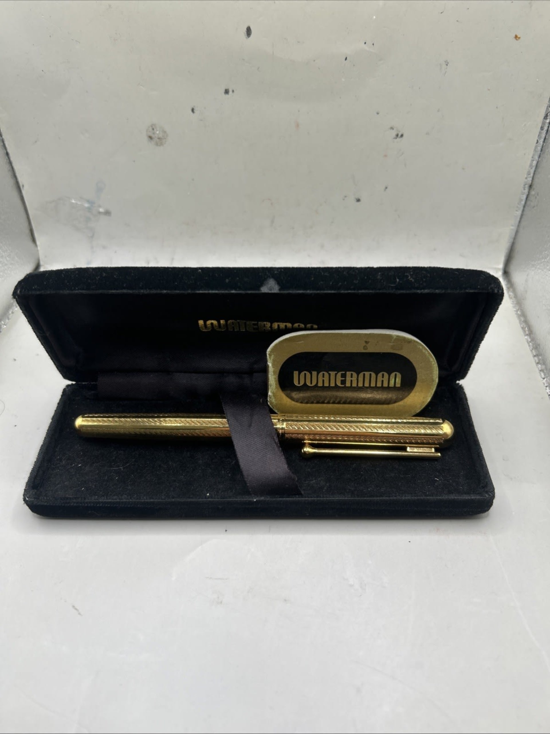 Vintage Waterman Goutte Gold Plated Fountain Pen 18K Gold NIB Broad