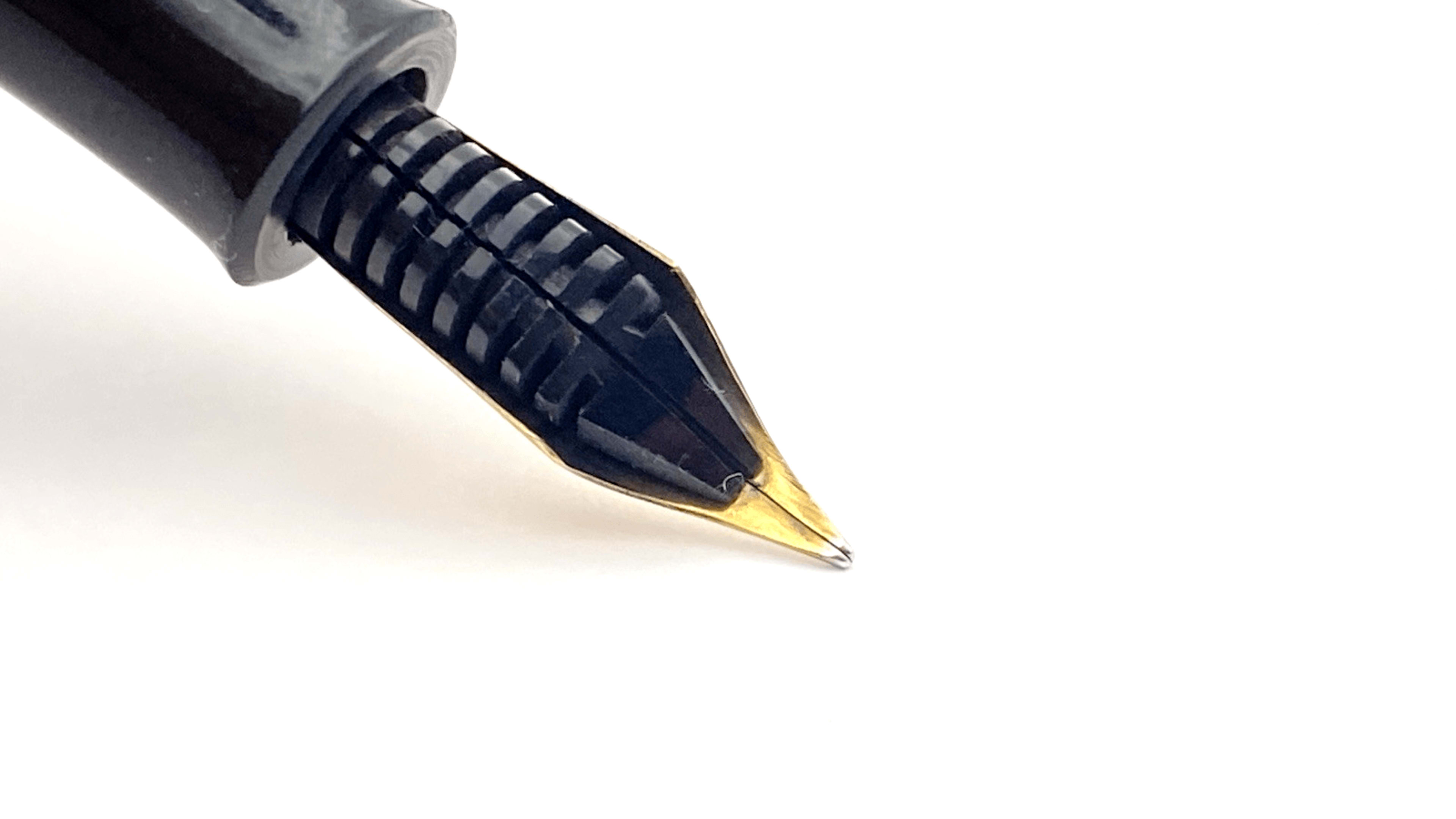 Vintage Onoto No 11 Fountain Pen Triple Set Blue Swirl Firm 14K Gold Medium NIB