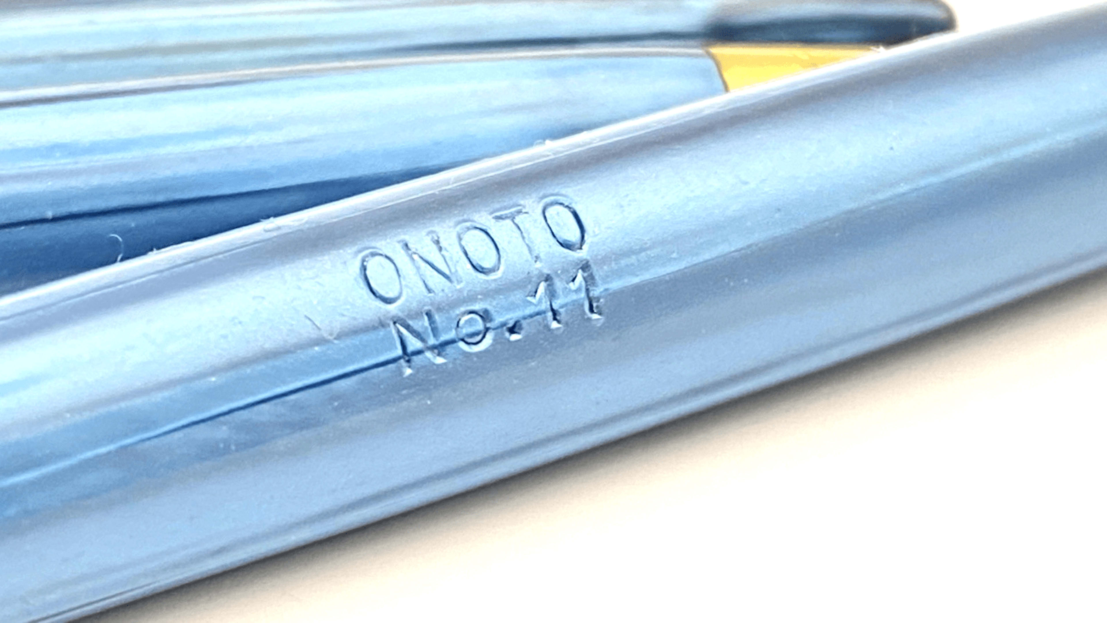 Vintage Onoto No 11 Fountain Pen Triple Set Blue Swirl Firm 14K Gold Medium NIB