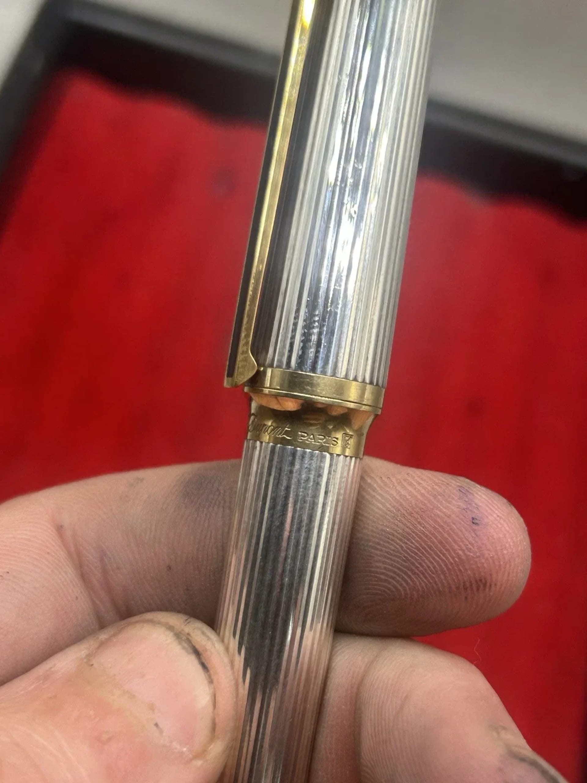S.T. Dupont Montparnasse Fountain Pen Silver Plated And Gold 18K Nib