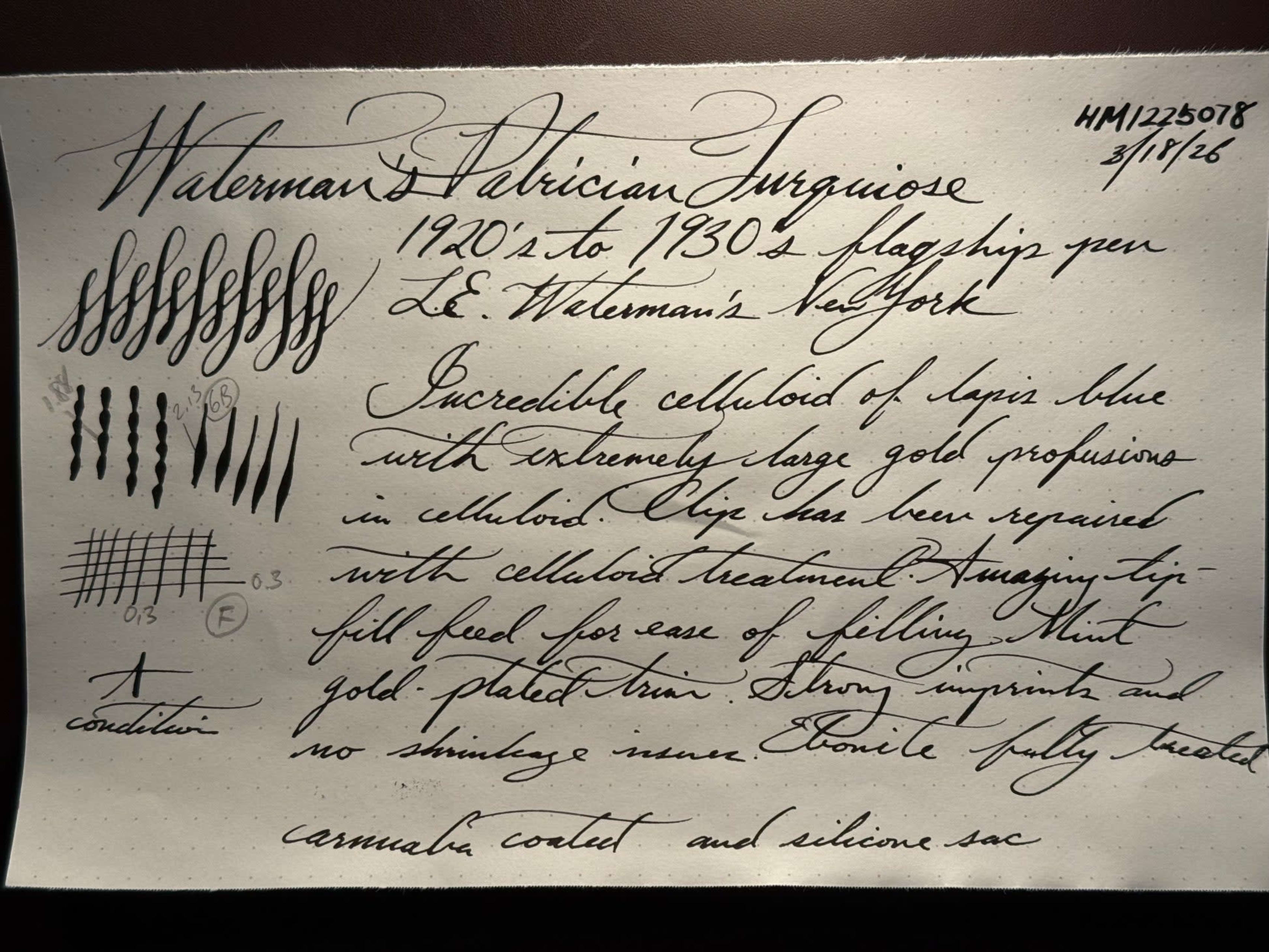 Waterman's Patrician, Turquoise Celluloid GPT, #8 14k Patrician Nib