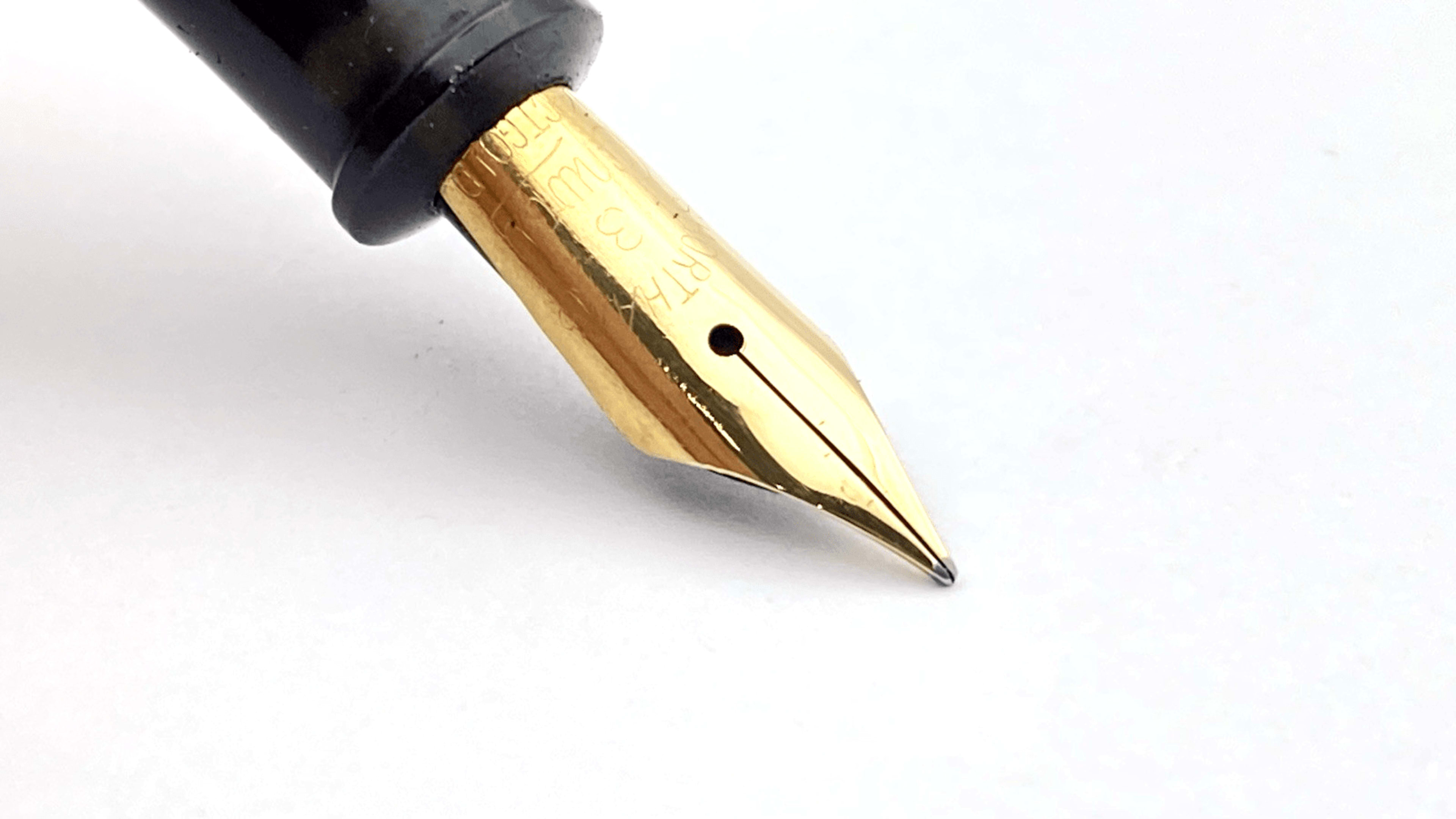 Vintage Conway Stewart Shorthand Fountain Pen Blue Herringbone 14K Gold Fine NIB