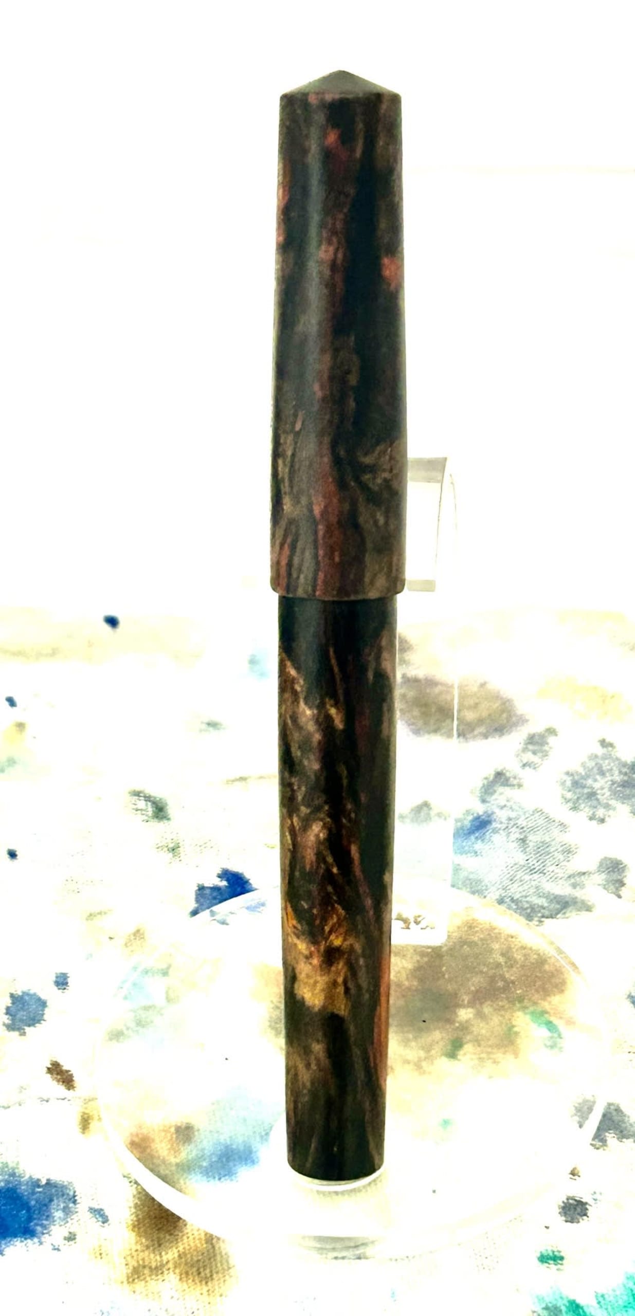 Carolina Pen Company-Bespoke Charleston Fountain Pen - 'Wood-like' Acrylic Stub Nib