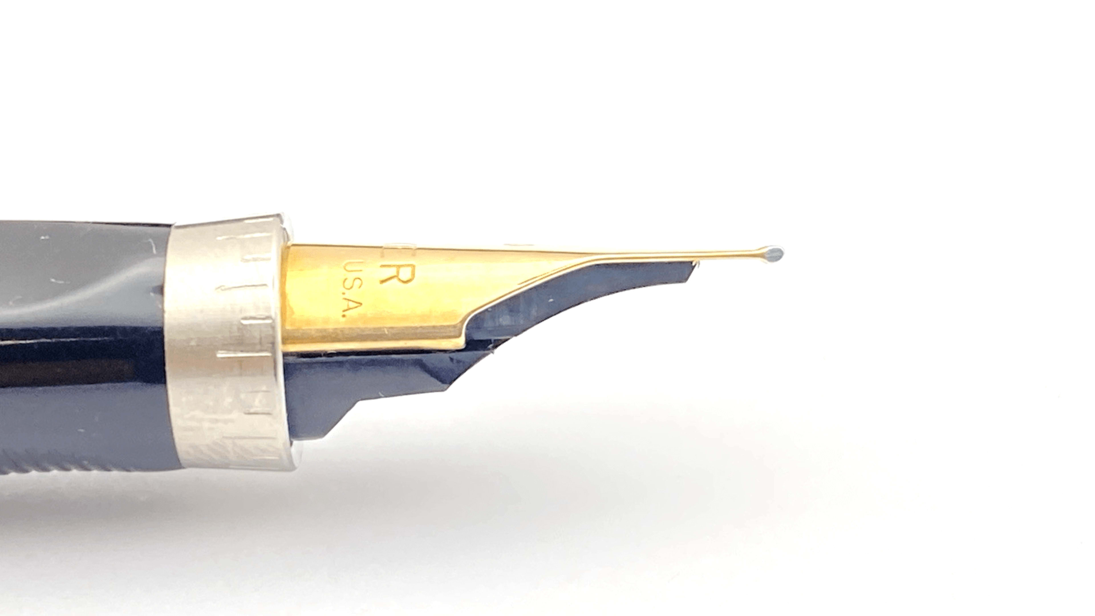 Vintage Parker 75 Fountain Pen In Sterling Silver Cisese 14K Gold Fine NIB USA