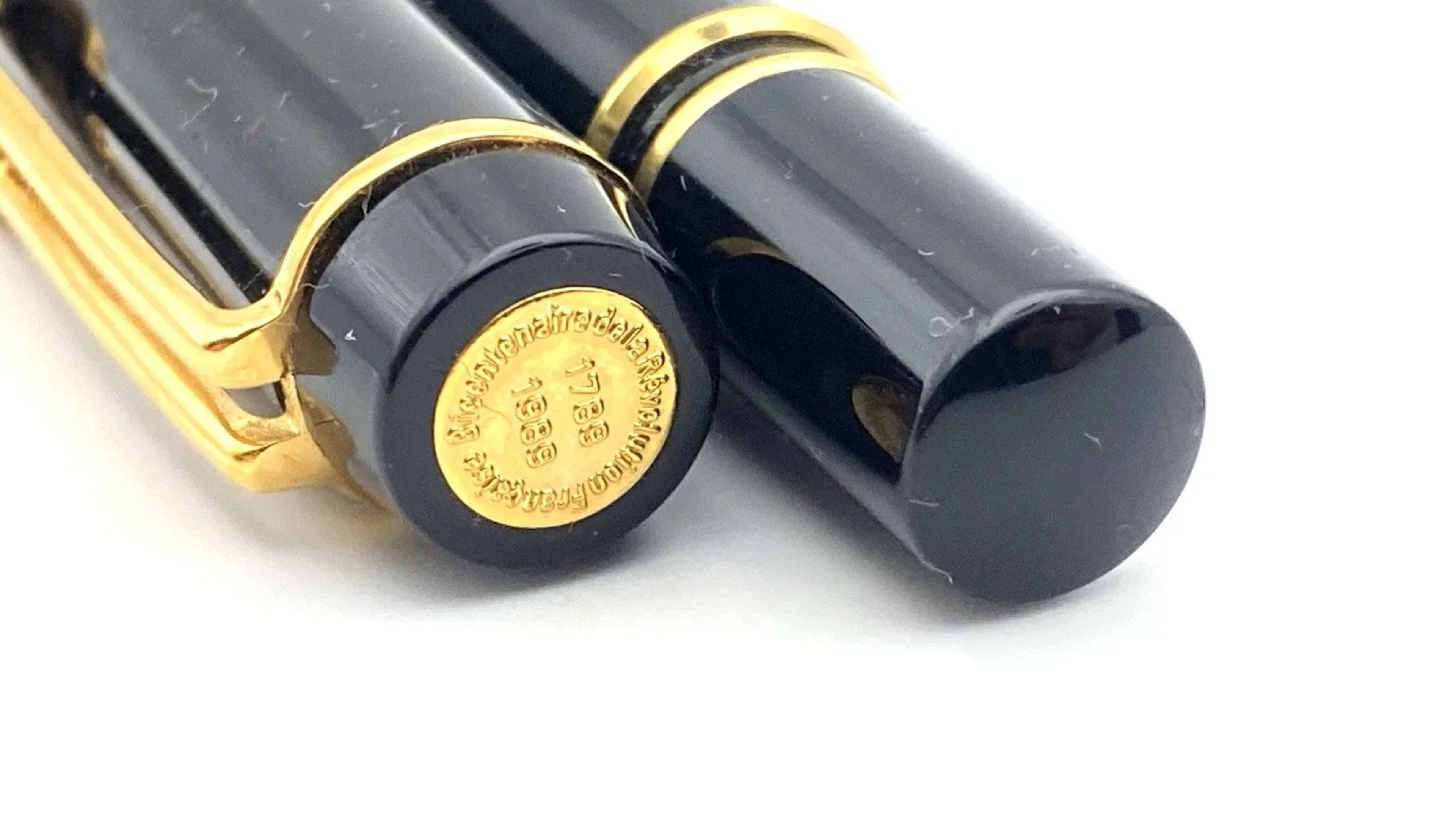 Waterman Leman 100 Fench Revolution Fountain Pen In Black 18K Gold Fine NIB Sb