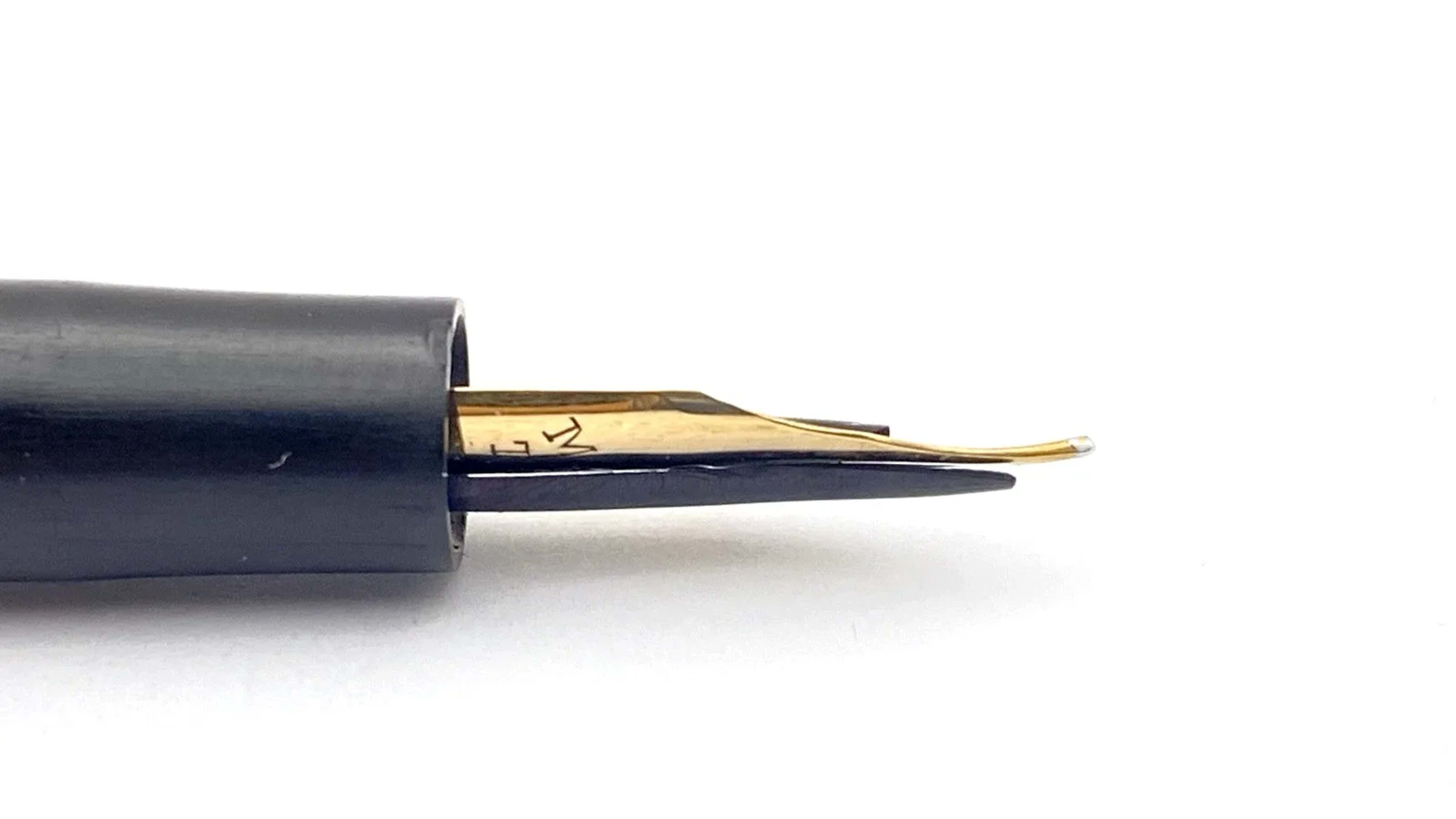 Vintage Mabie Todd Swan 3000 Fountain Pen In Black 14K Gold Fine NIB England