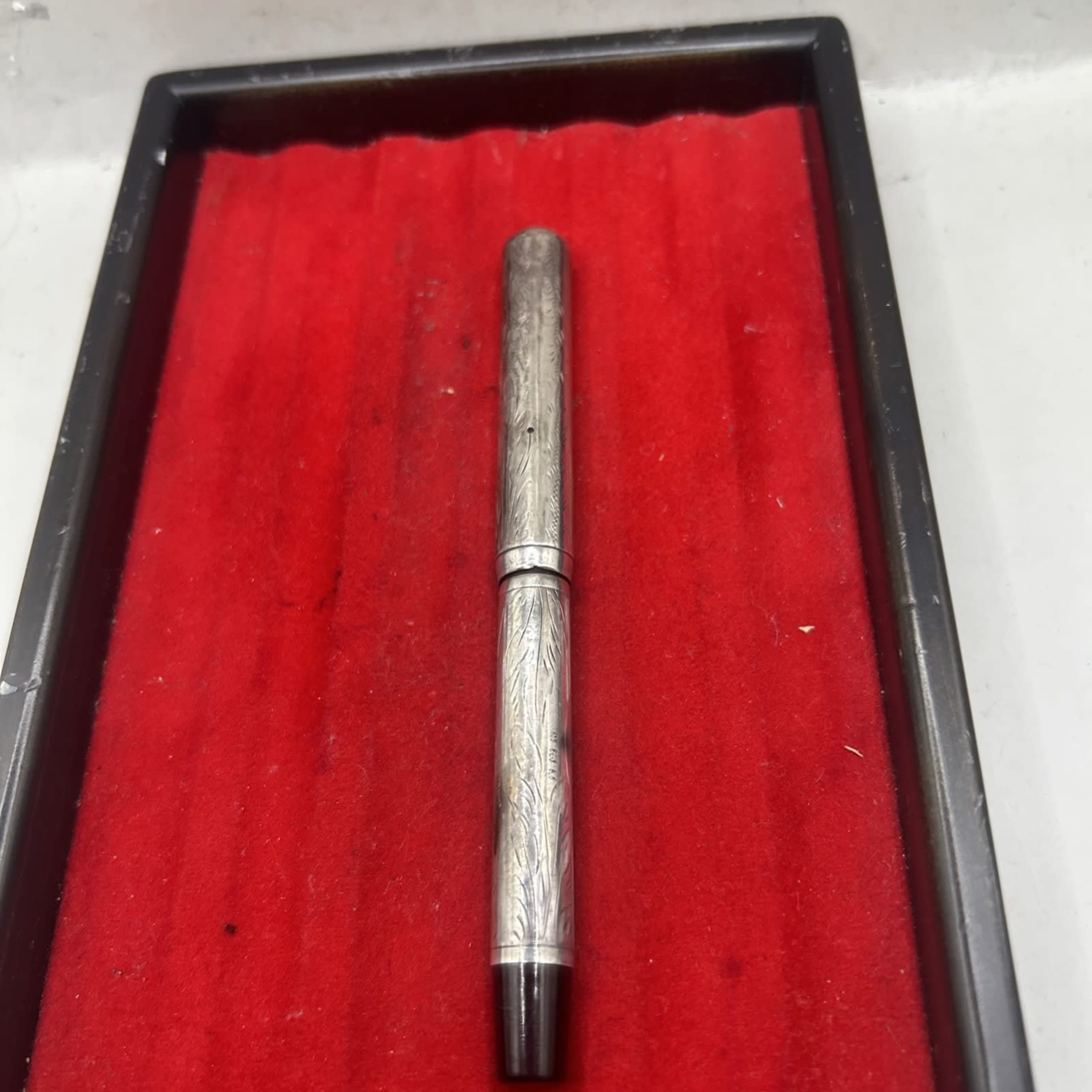 Eyedropper Fountain Pen London Silver Overlay 1919