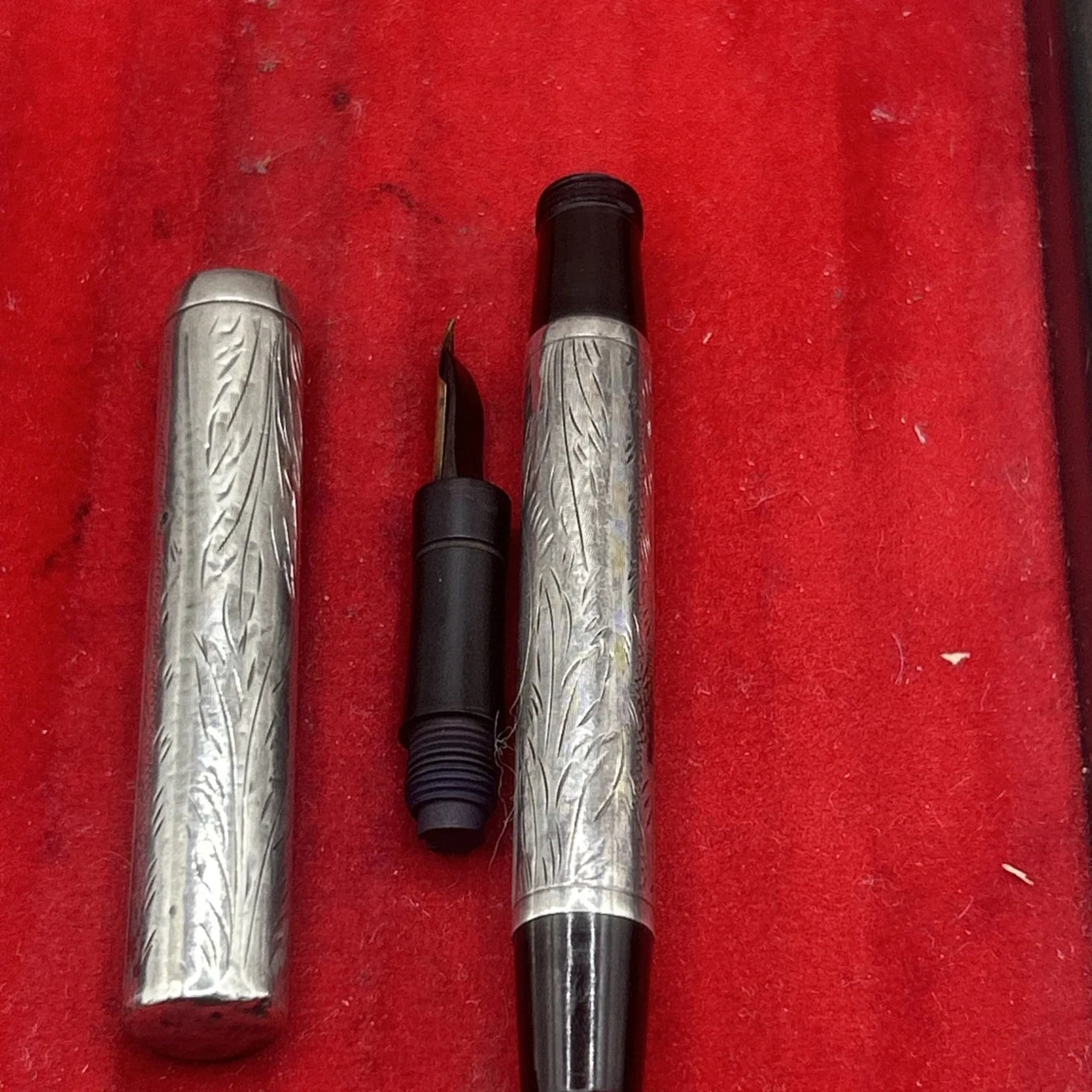 Eyedropper Fountain Pen London Silver Overlay 1919