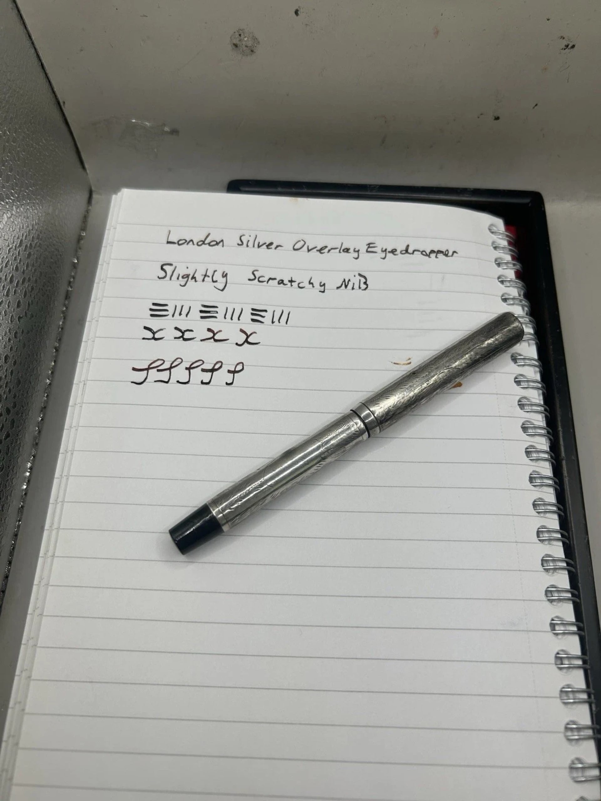 Eyedropper Fountain Pen London Silver Overlay 1919