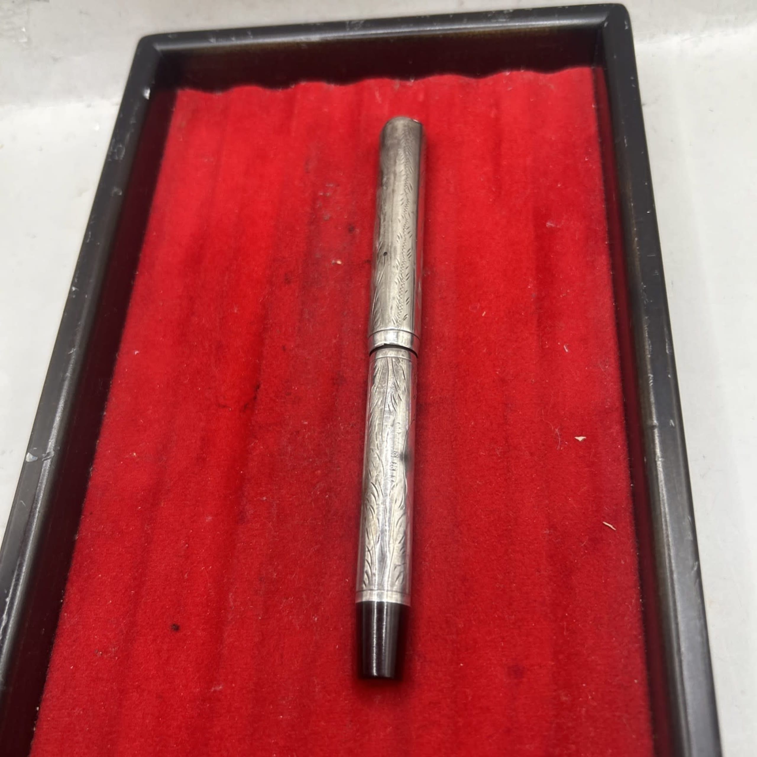 Eyedropper Fountain Pen London Silver Overlay 1919