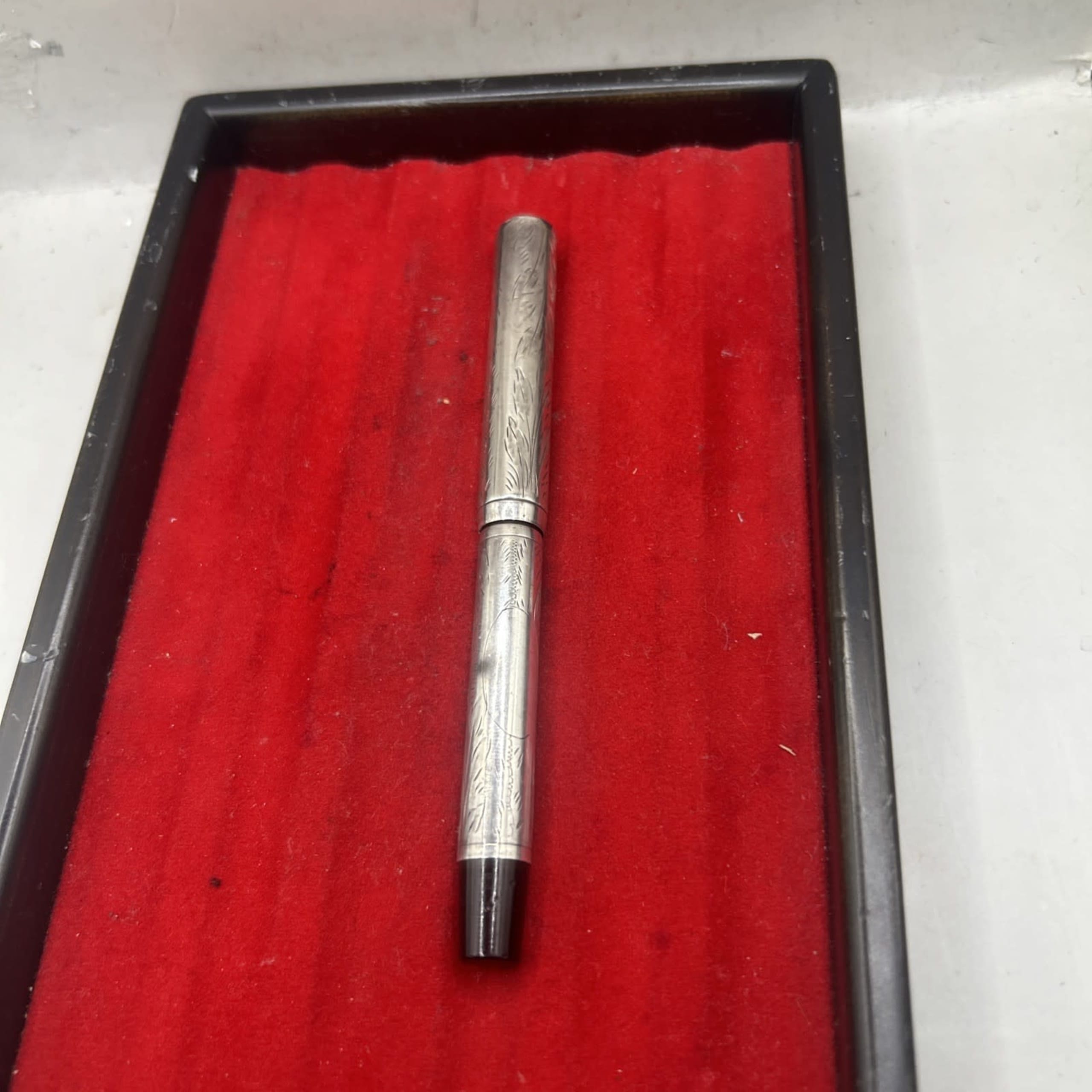 Eyedropper Fountain Pen London Silver Overlay 1919