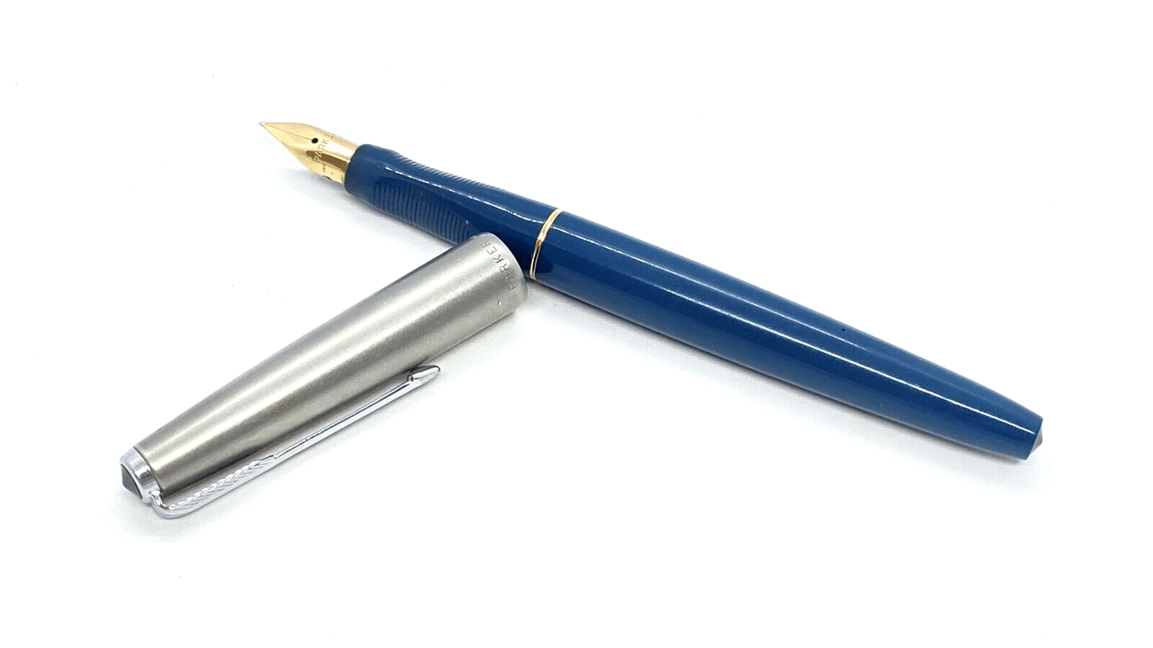 Vintage Parker VP Fountain Pen In Blue And Chrome 14K Medium NIB Made In USA