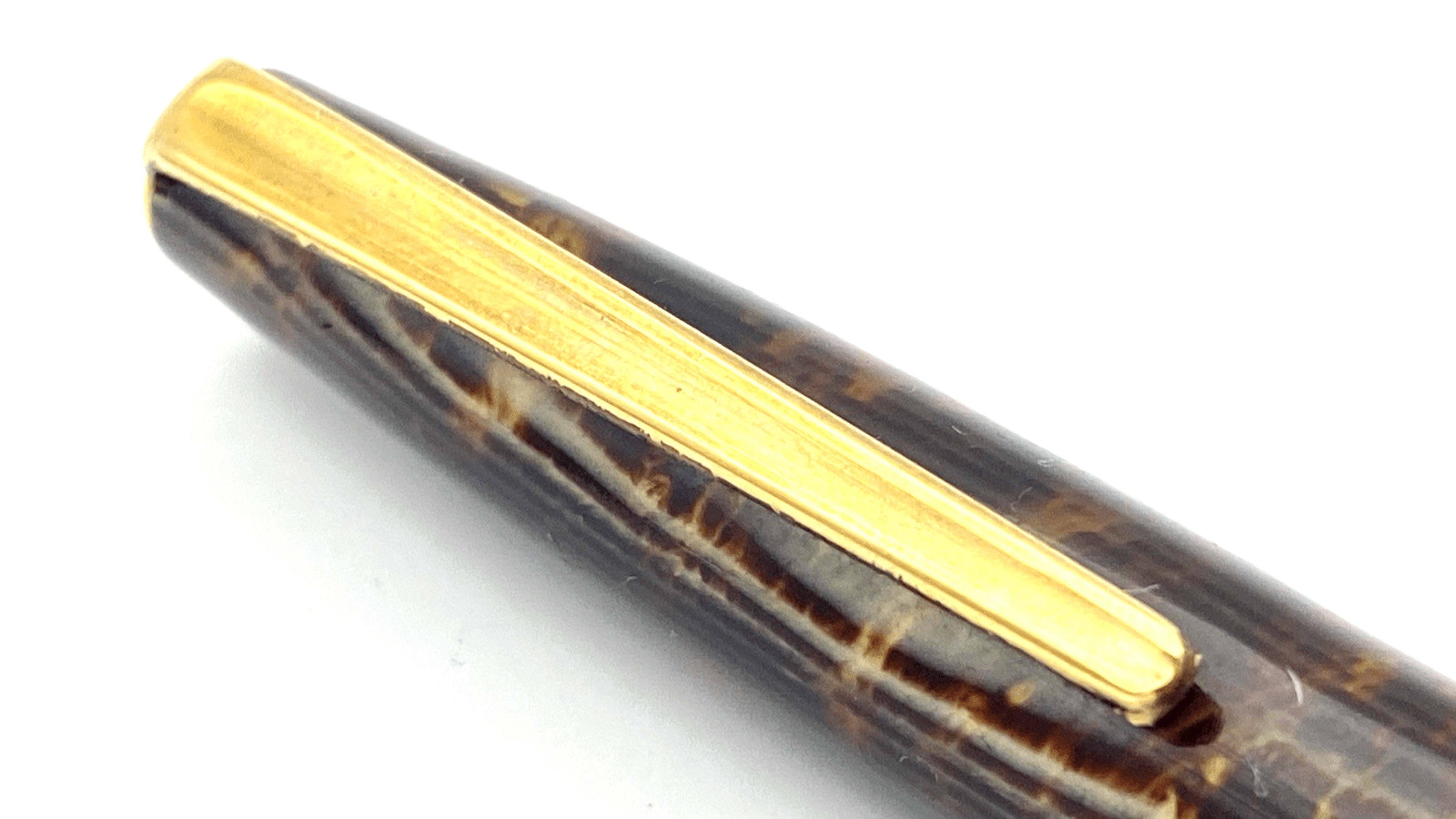 Vintage Tabo Ballpoint Pen In Arco Brown Celluloid Gold Trim Made In Italy