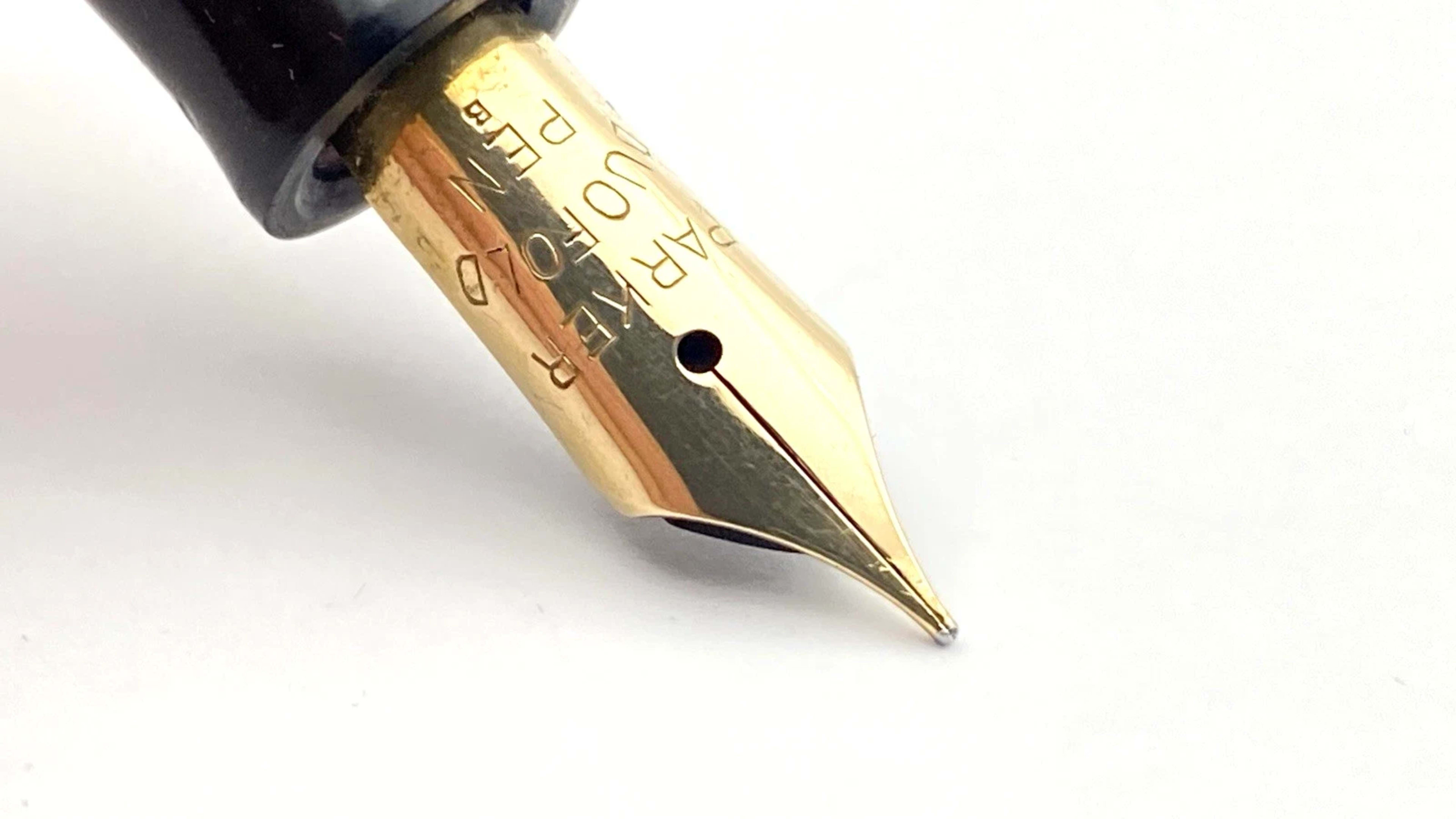 Vintage Parker Senior Duofold Fountain Pen In Red Marble 14K Gold Fine NIB Sb