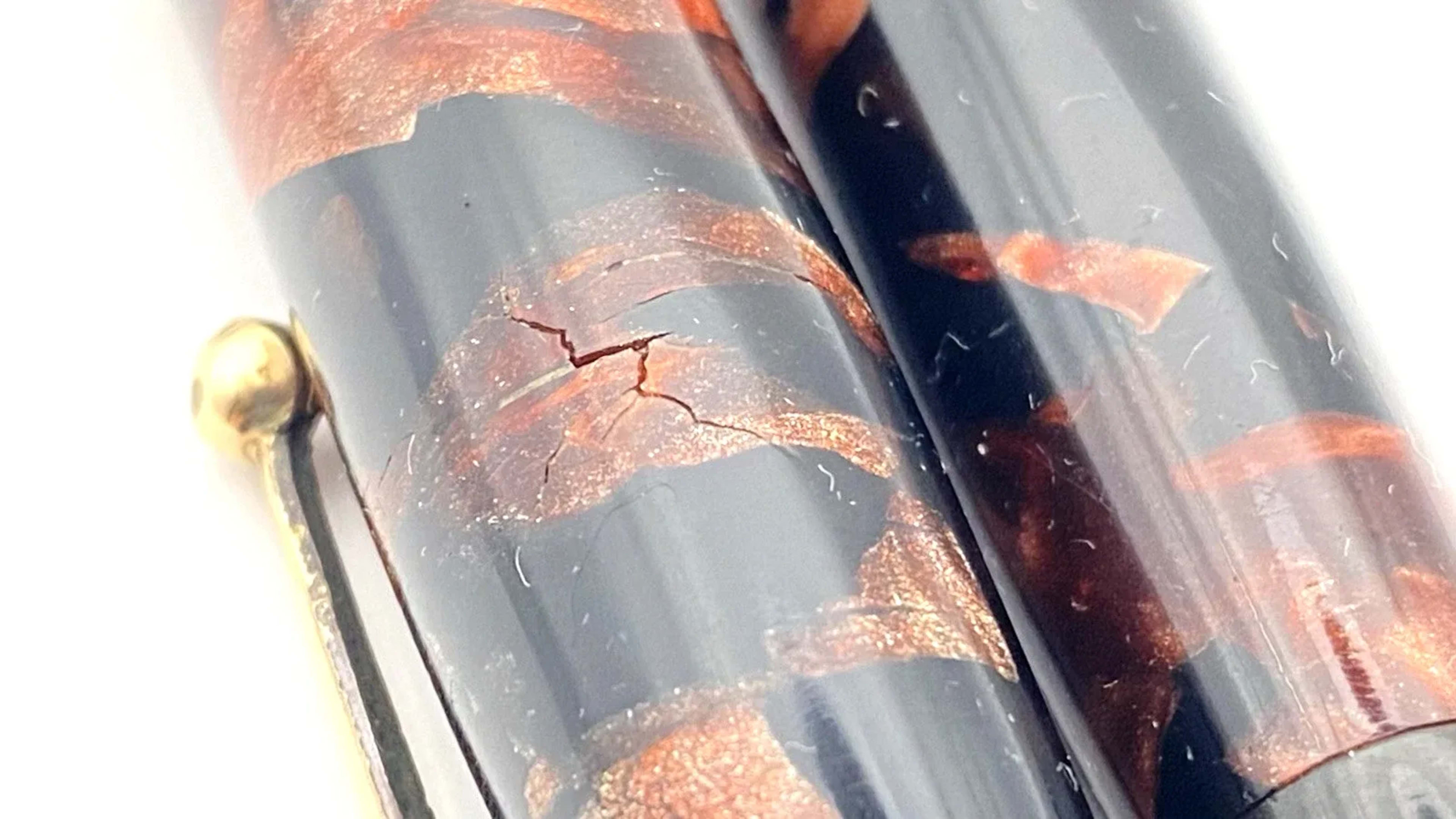 Vintage Parker Senior Duofold Fountain Pen In Red Marble 14K Gold Fine NIB Sb