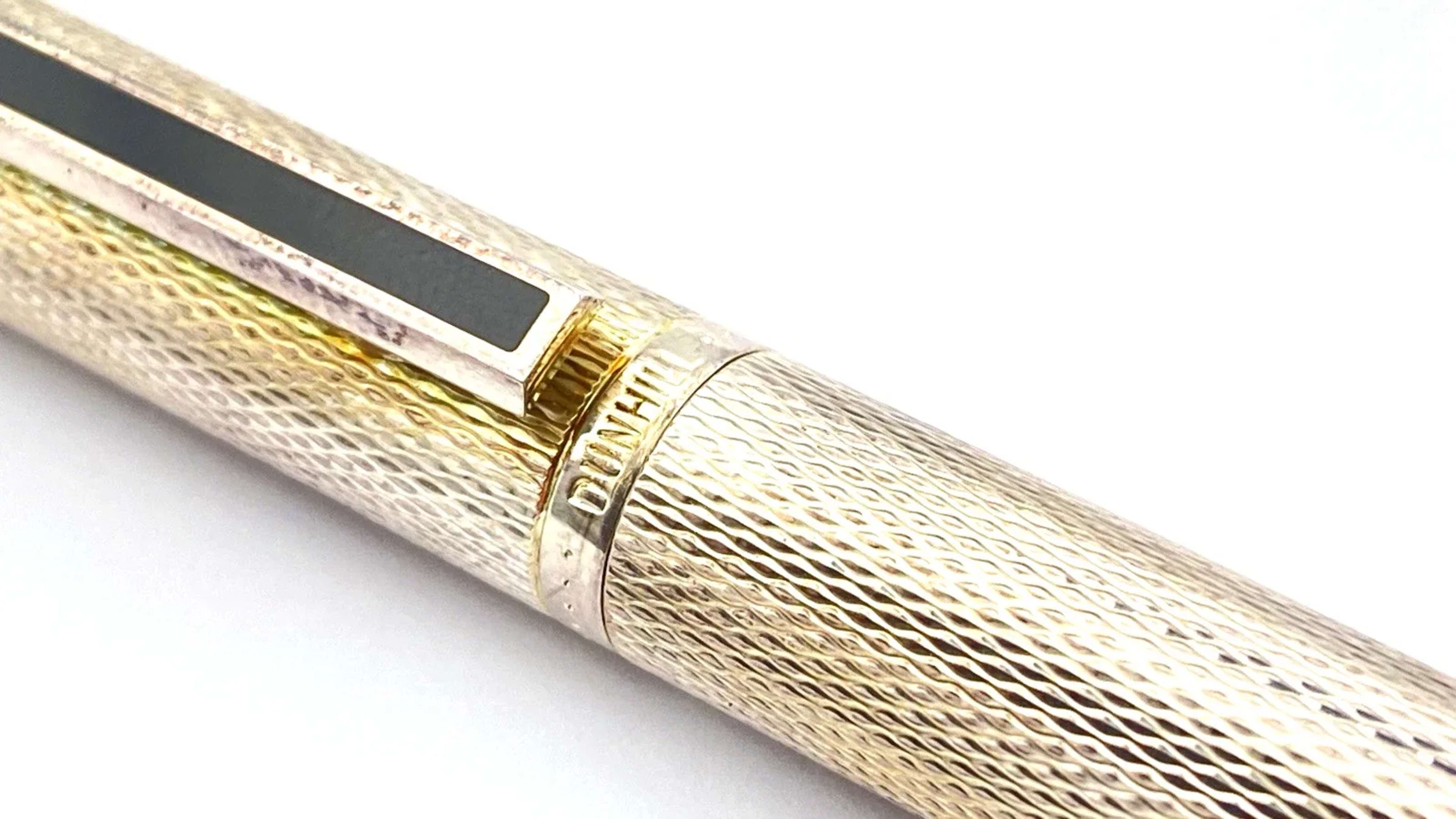 Dunhill Slimline Fountain Pen Silver Plated 14K Gold Medium NIB Made In Germany