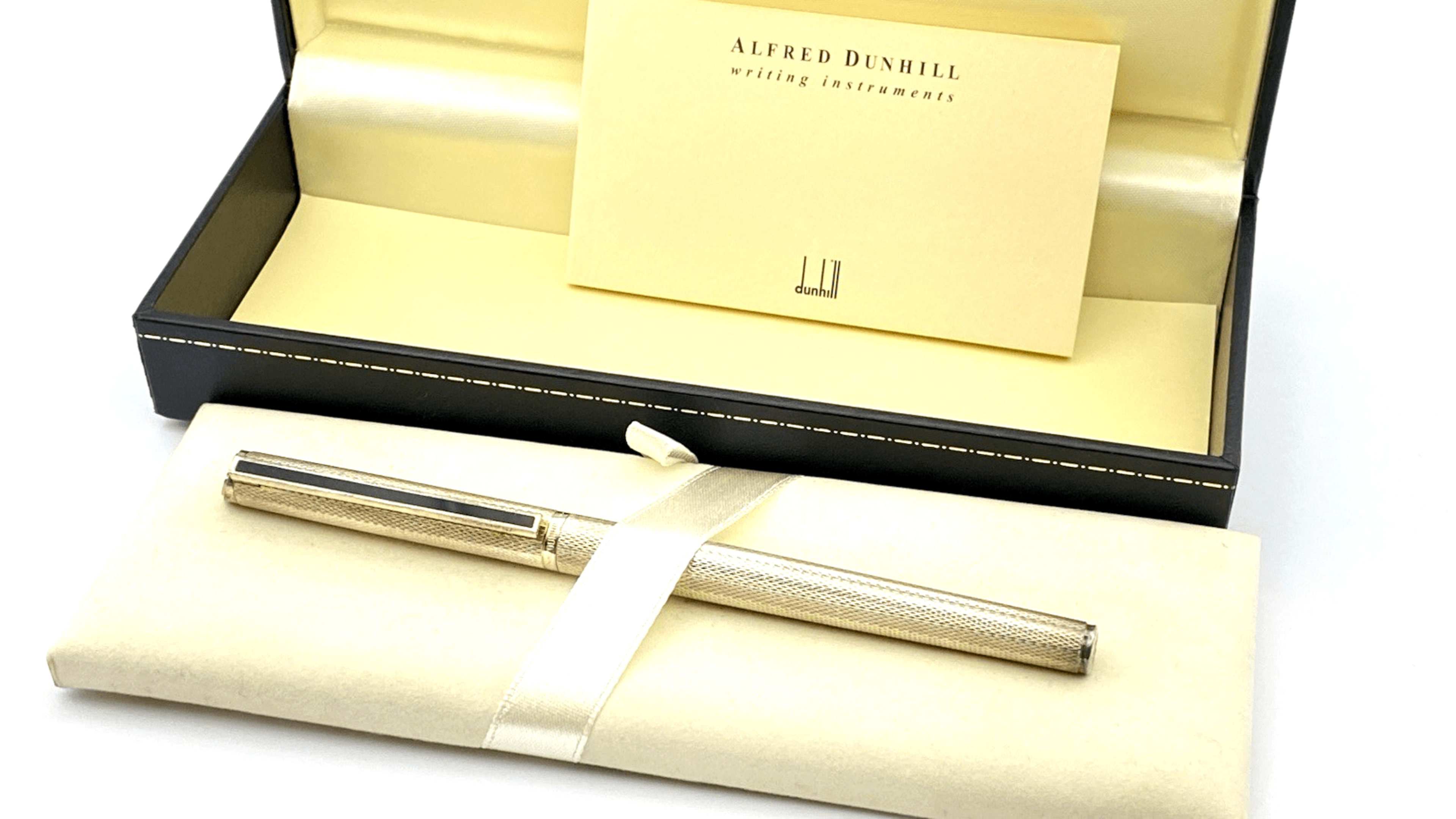 Dunhill Slimline Fountain Pen Silver Plated 14K Gold Medium NIB Made In Germany