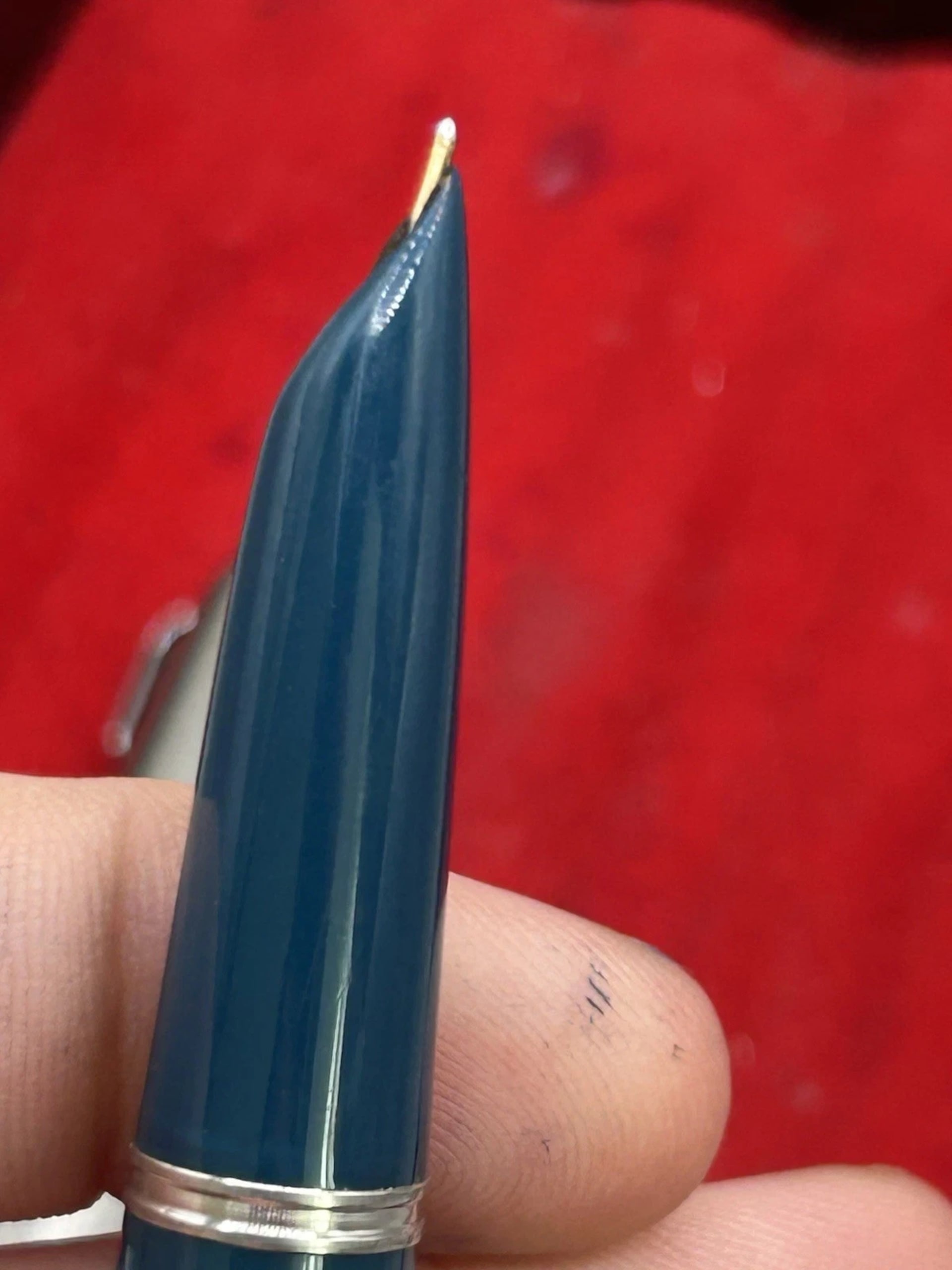Parker 51 Fountain Pen & Pencil Set 1972 Teal Blue Lustraloy Caps With Box