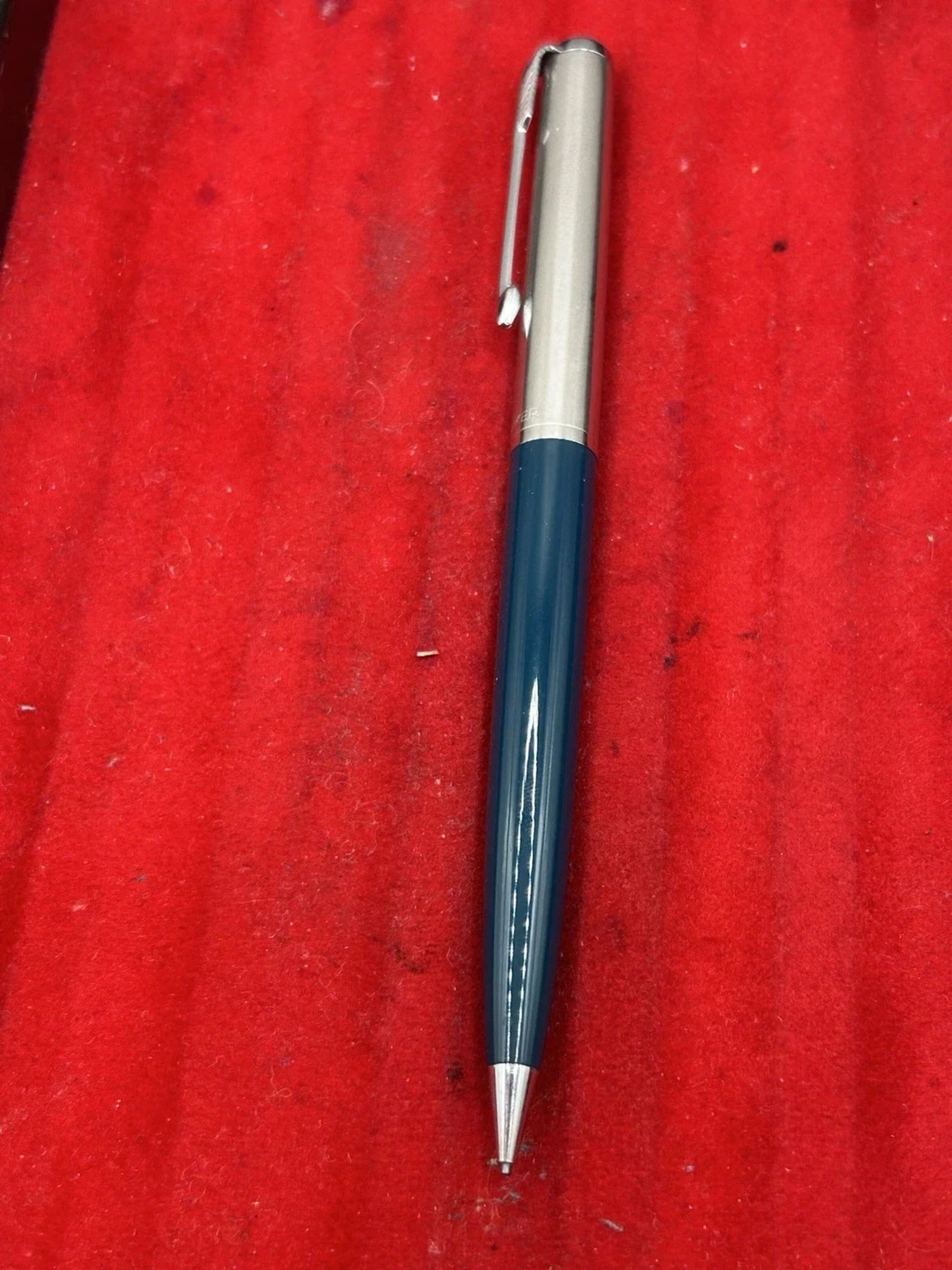 Parker 51 Fountain Pen & Pencil Set 1972 Teal Blue Lustraloy Caps With Box