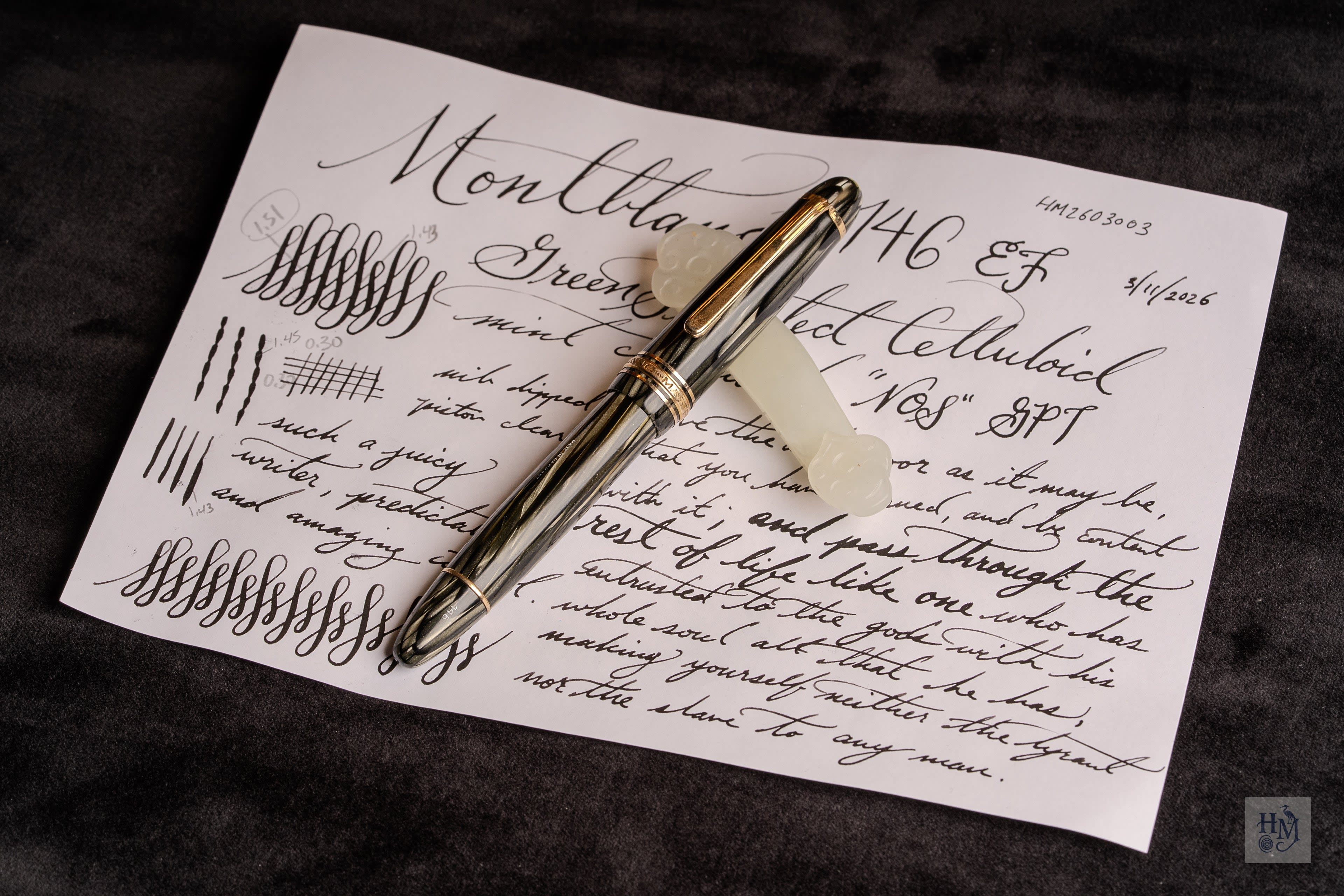 Montblanc 146 1952, Grey Striated Celluloid GPT, #6 14C Bi-Tone EF Nib