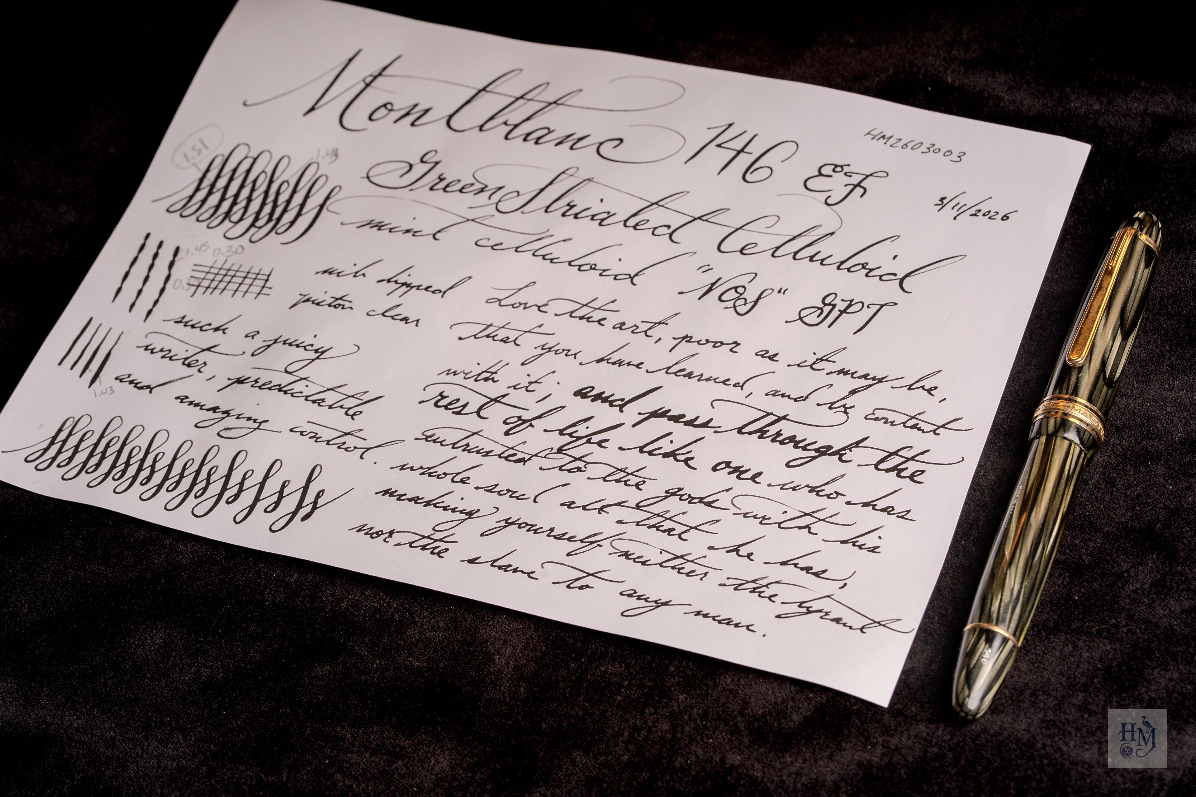 Montblanc 146 1952, Grey Striated Celluloid GPT, #6 14C Bi-Tone EF Nib